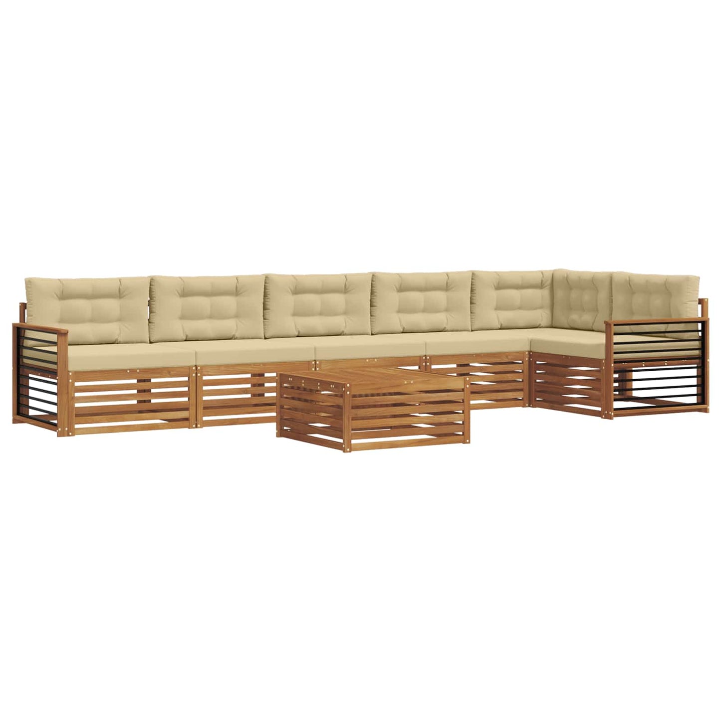 vidaXL Σειρά Καναπέ Εξωτερικού με μαξιλάρι 7 pcs Φυσικό και Μπεζ