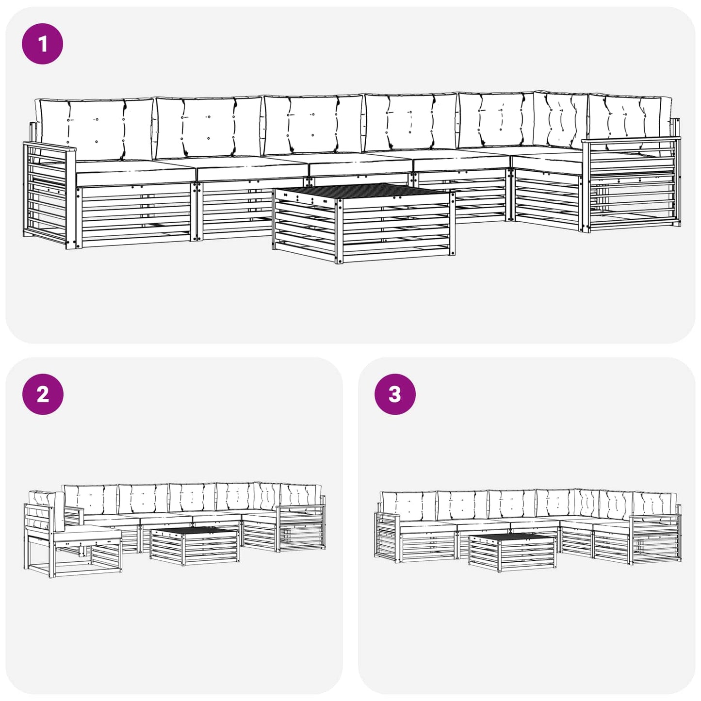 vidaXL Σειρά Καναπέ Εξωτερικού με μαξιλάρι 7 pcs Φυσικό και Μπεζ