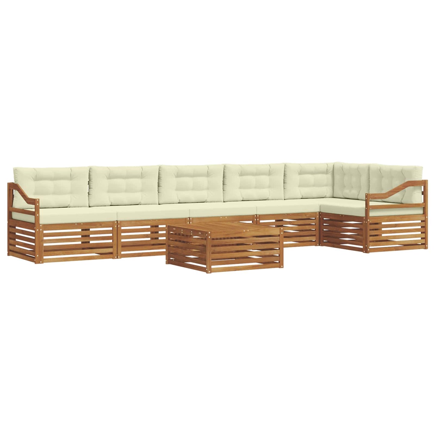 vidaXL Σειρά Καναπέ Εξωτερικού με μαξιλάρι 7 pcs Φυσικό και Κρέμα