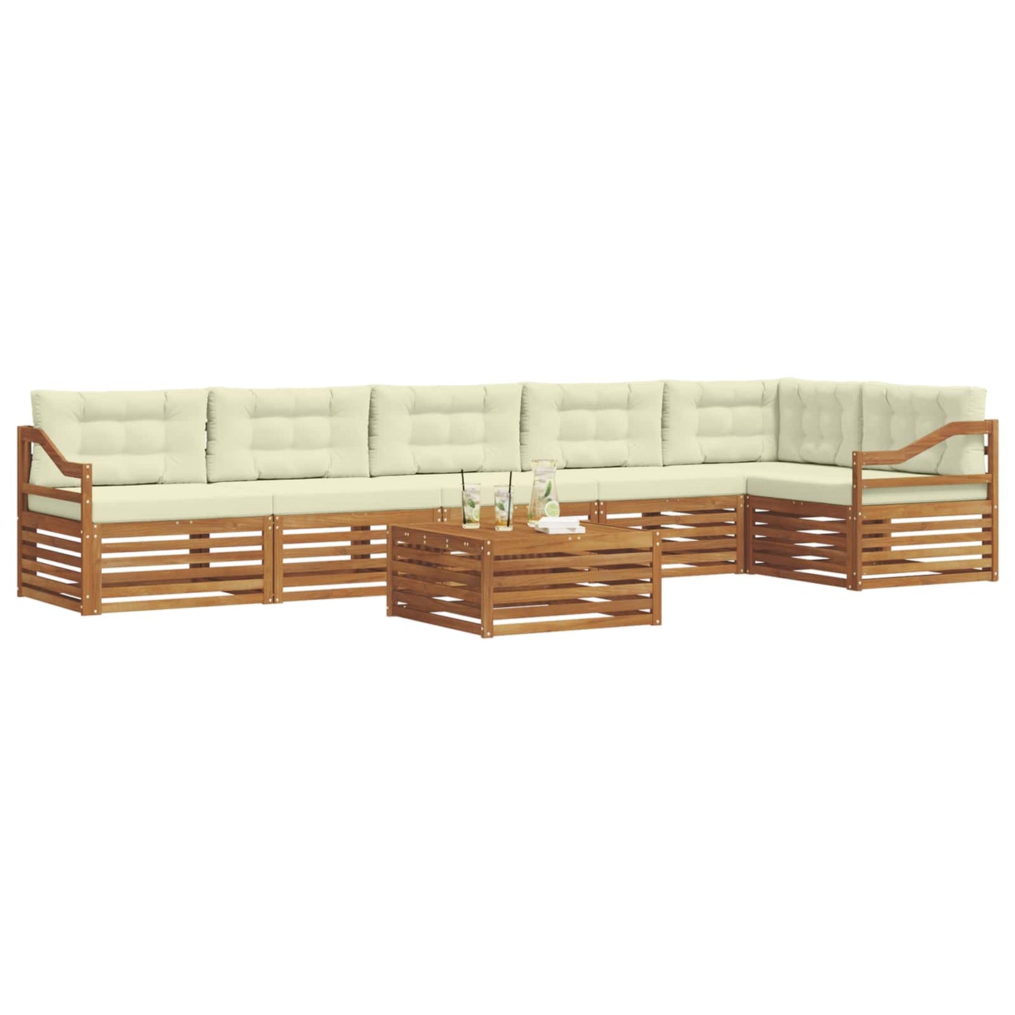 vidaXL Σειρά Καναπέ Εξωτερικού με μαξιλάρι 7 pcs Φυσικό και Κρέμα