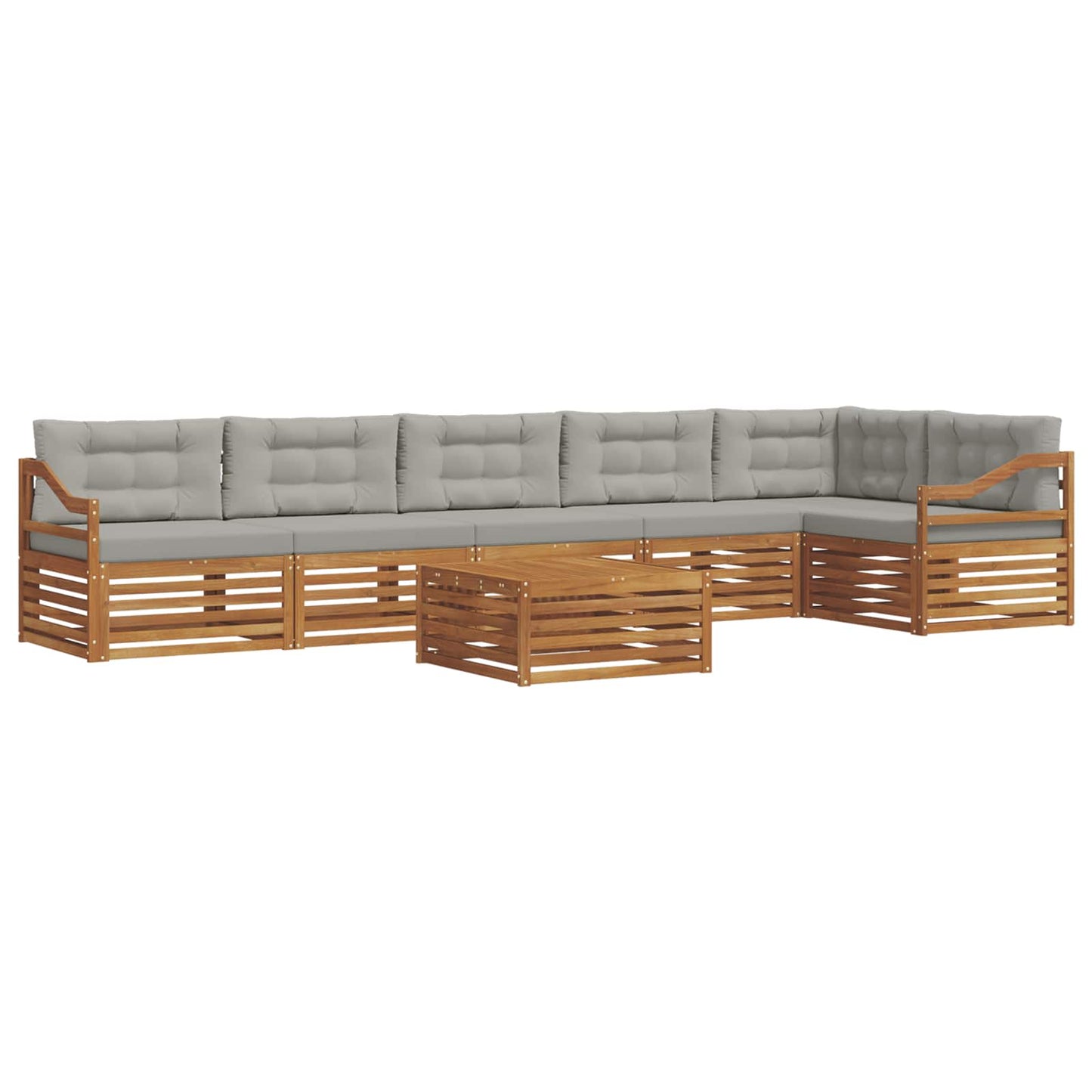vidaXL Σειρά Καναπέ Εξωτερικού 7 pcs Φυσικό και Ανοιχτό Γκρι