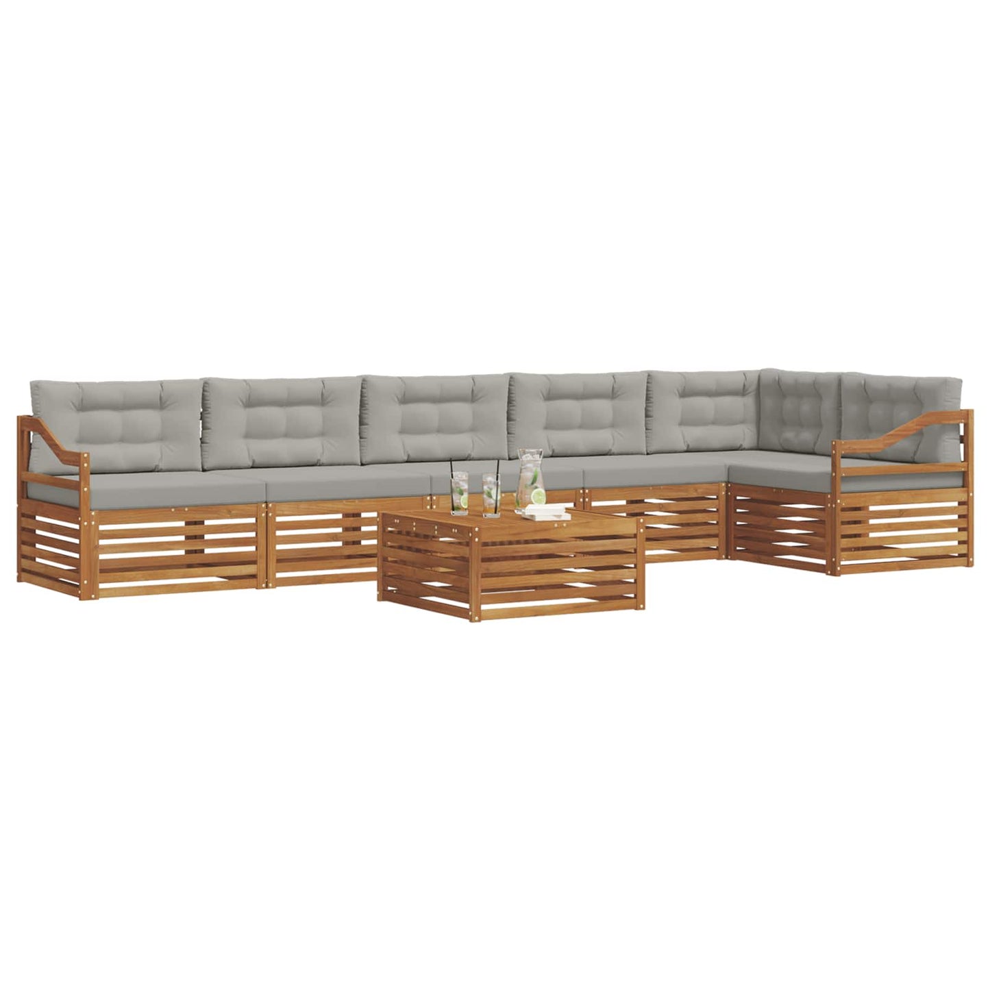 vidaXL Σειρά Καναπέ Εξωτερικού 7 pcs Φυσικό και Ανοιχτό Γκρι
