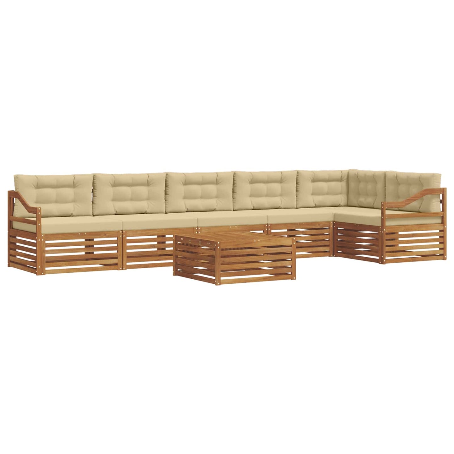 vidaXL Σειρά Καναπέ Εξωτερικού με μαξιλάρι 7 pcs Φυσικό και Μπεζ