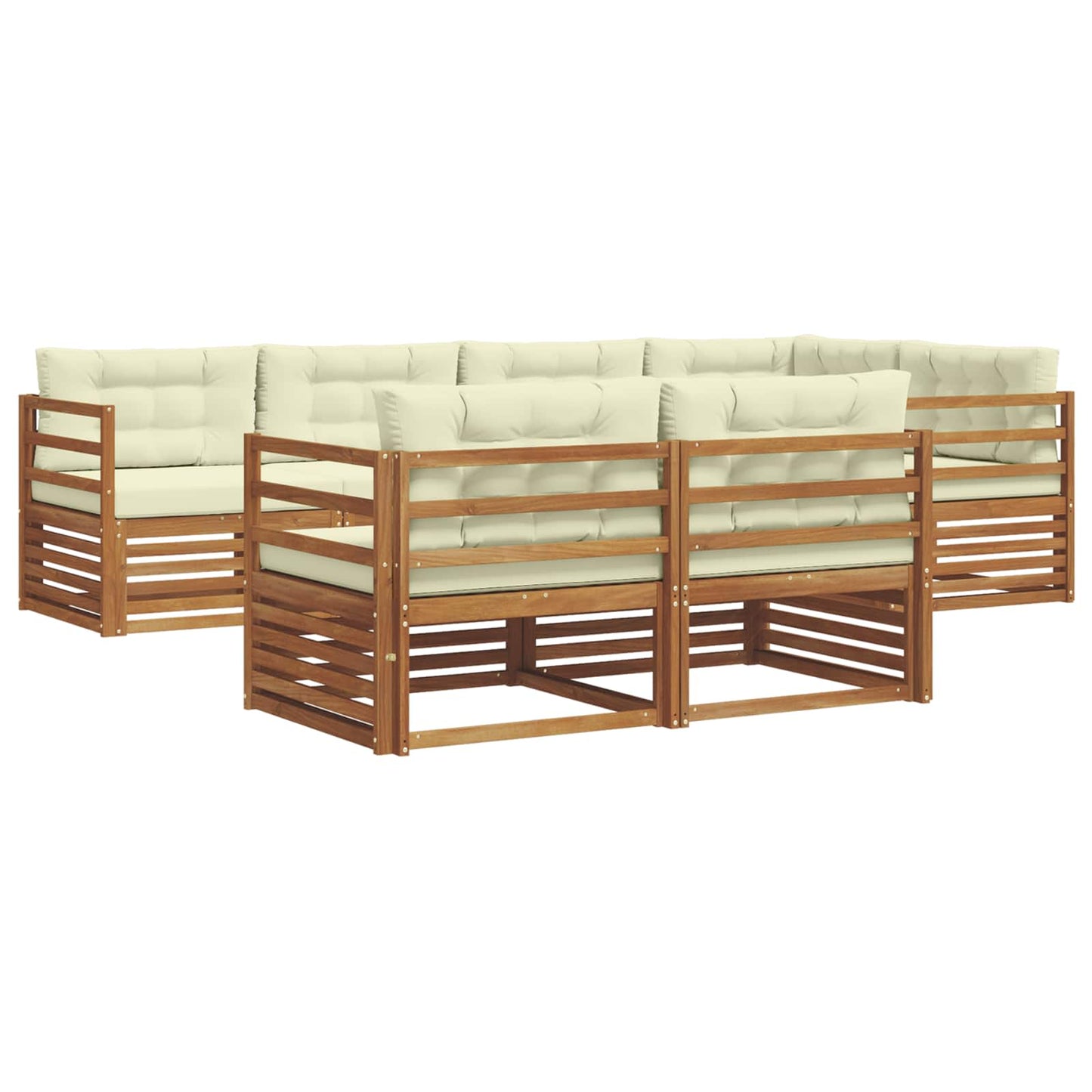 vidaXL Σειρά Καναπέ Εξωτερικού με μαξιλάρι 7 pcs Φυσικό και Κρέμα