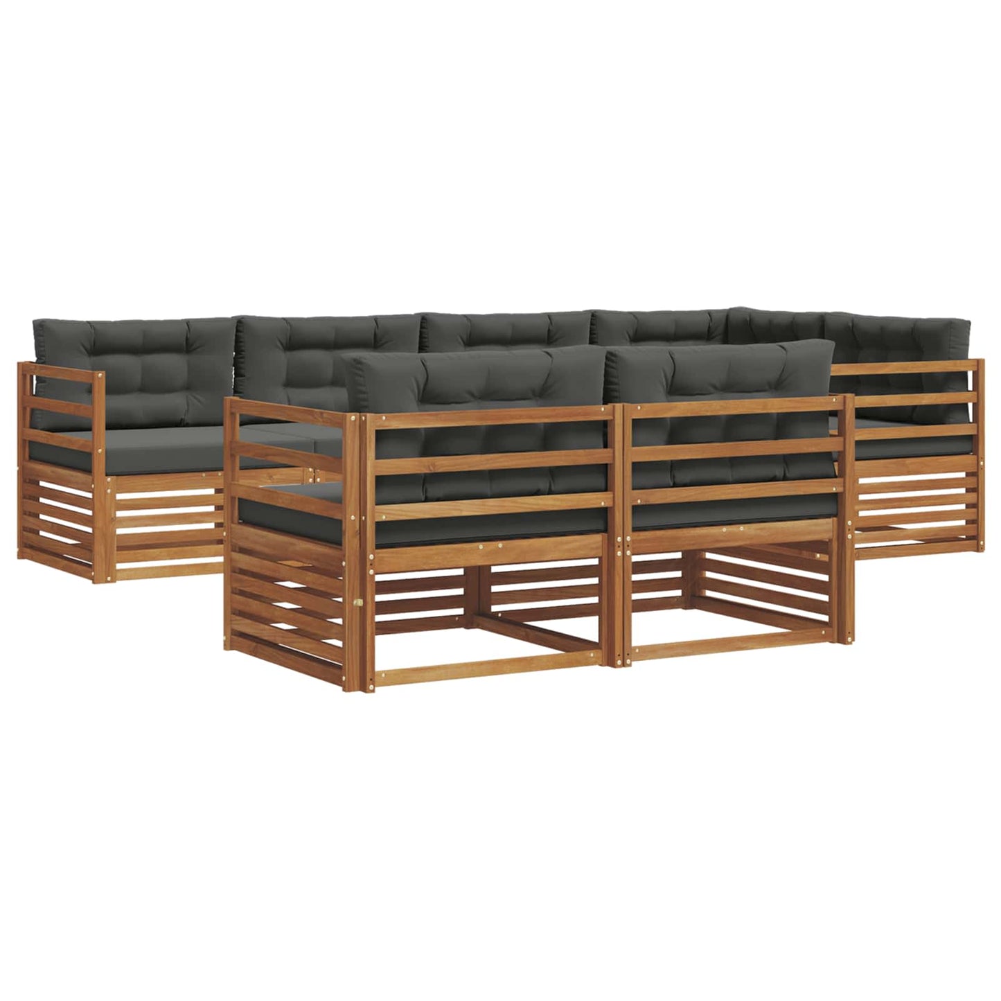 vidaXL Σειρά Καναπέ Εξωτερικού με μαξιλάρι 7 pcs Φυσικό και Ανθρακί