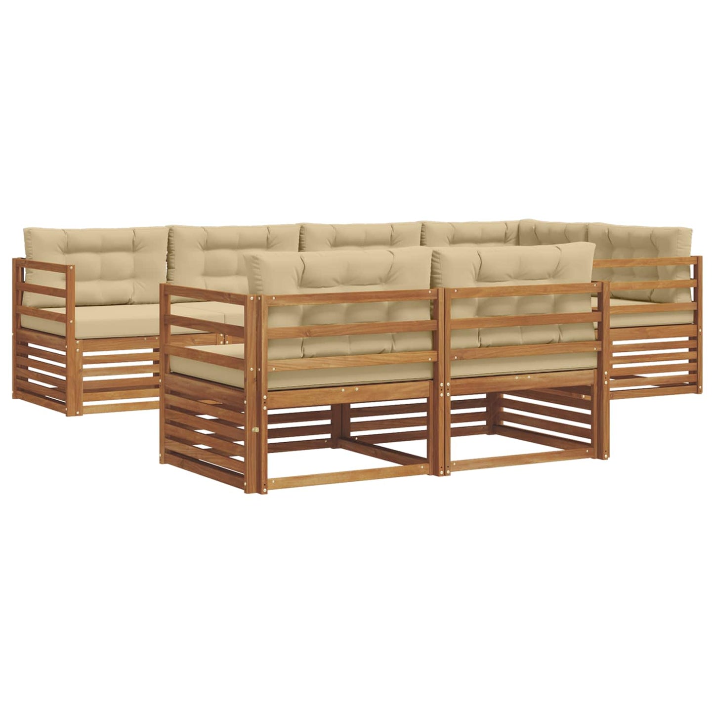 vidaXL Σειρά Καναπέ Εξωτερικού με μαξιλάρι 7 pcs Φυσικό και Μπεζ