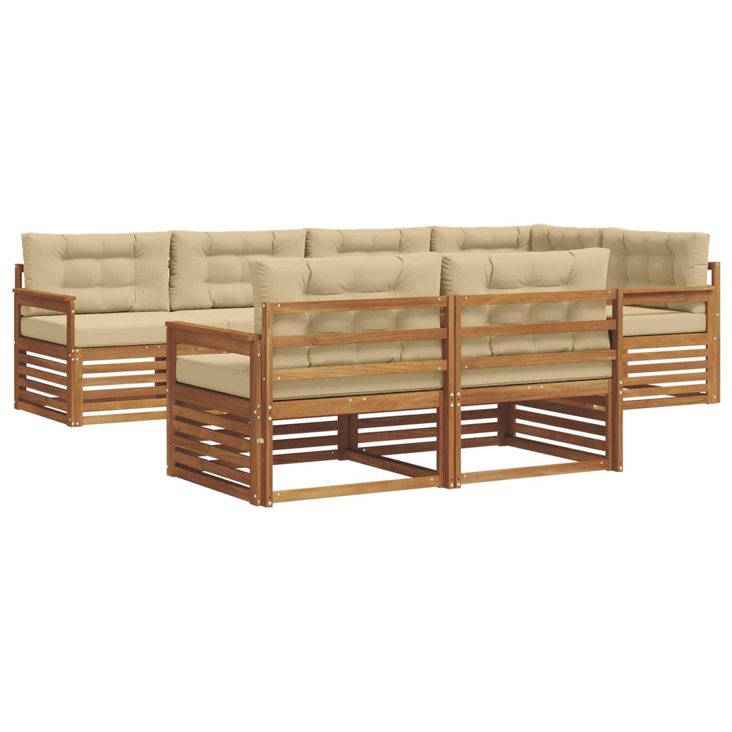 vidaXL Σειρά Καναπέ Εξωτερικού με μαξιλάρι 7 pcs Φυσικό και Μπεζ