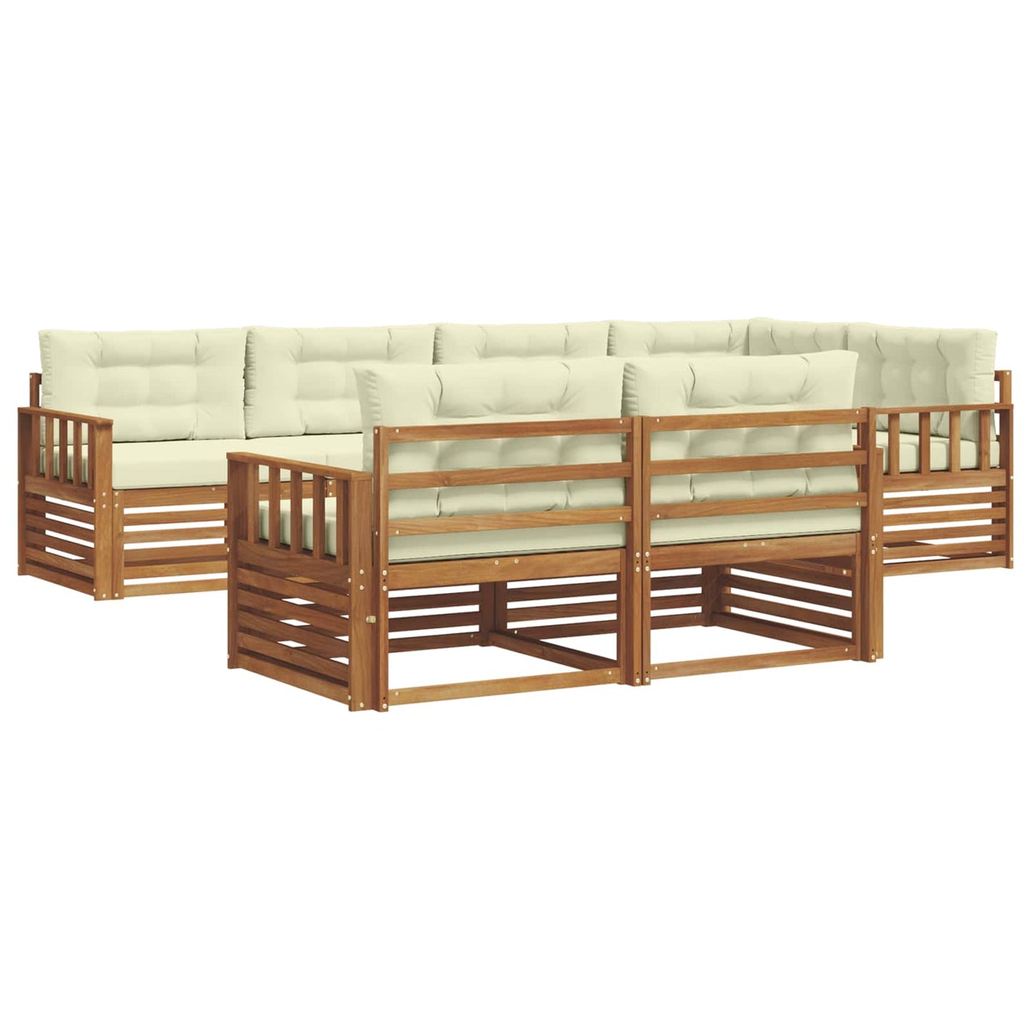 vidaXL Σειρά Καναπέ Εξωτερικού με μαξιλάρι 7 pcs Φυσικό και Κρέμα