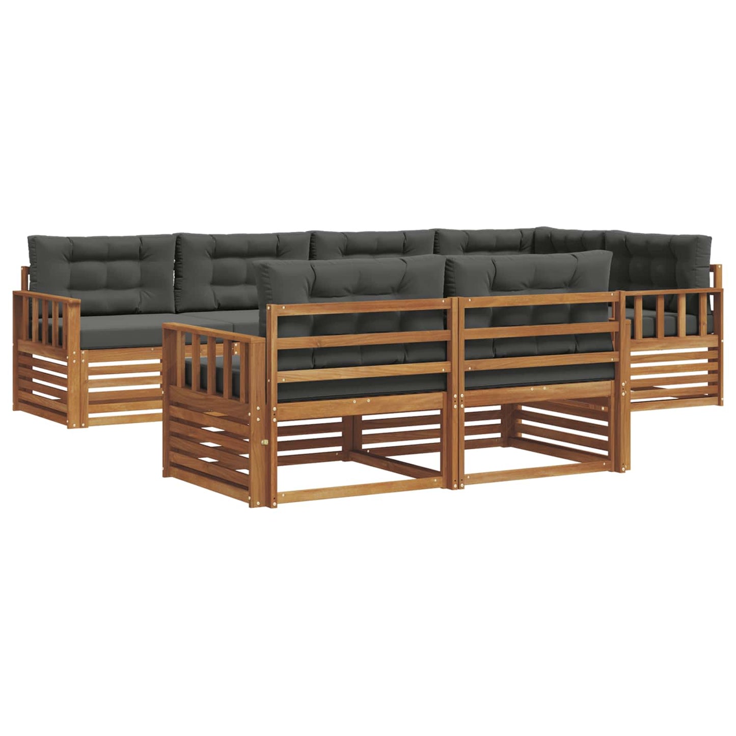 vidaXL Σειρά Καναπέ Εξωτερικού με μαξιλάρι 7 pcs Φυσικό και Ανθρακί