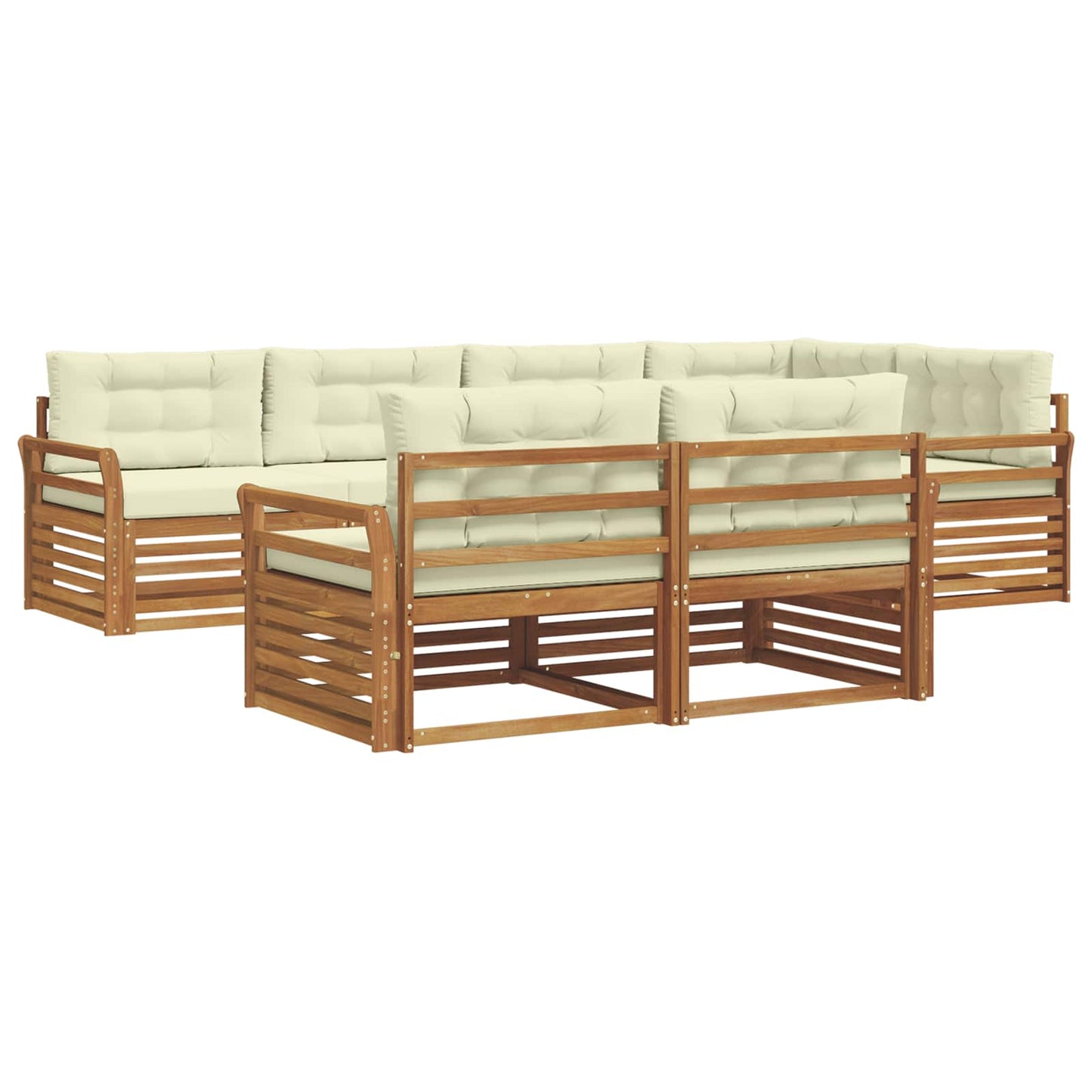 vidaXL Σειρά Καναπέ Εξωτερικού με μαξιλάρι 7 pcs Φυσικό και Κρέμα