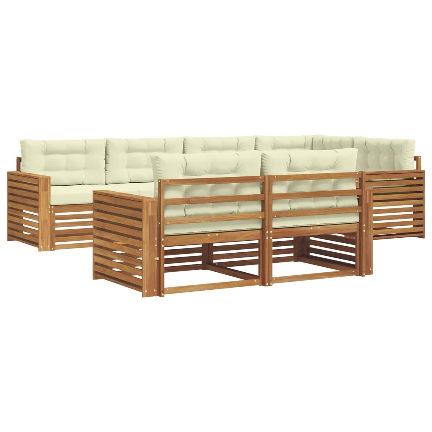 vidaXL Σειρά Καναπέ Εξωτερικού με μαξιλάρι 7 pcs Φυσικό και Κρέμα