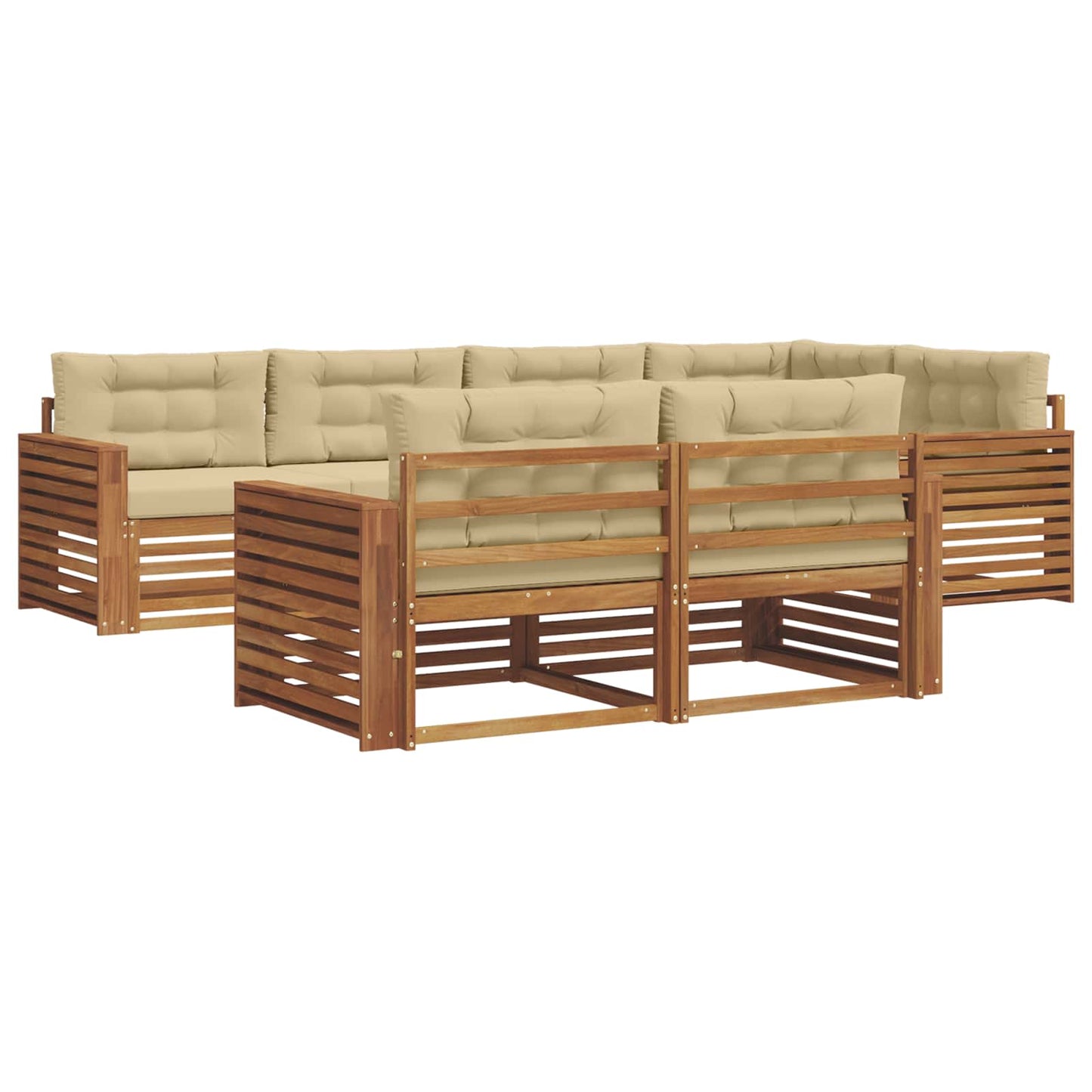 vidaXL Σειρά Καναπέ Εξωτερικού με μαξιλάρι 7 pcs Φυσικό και Μπεζ
