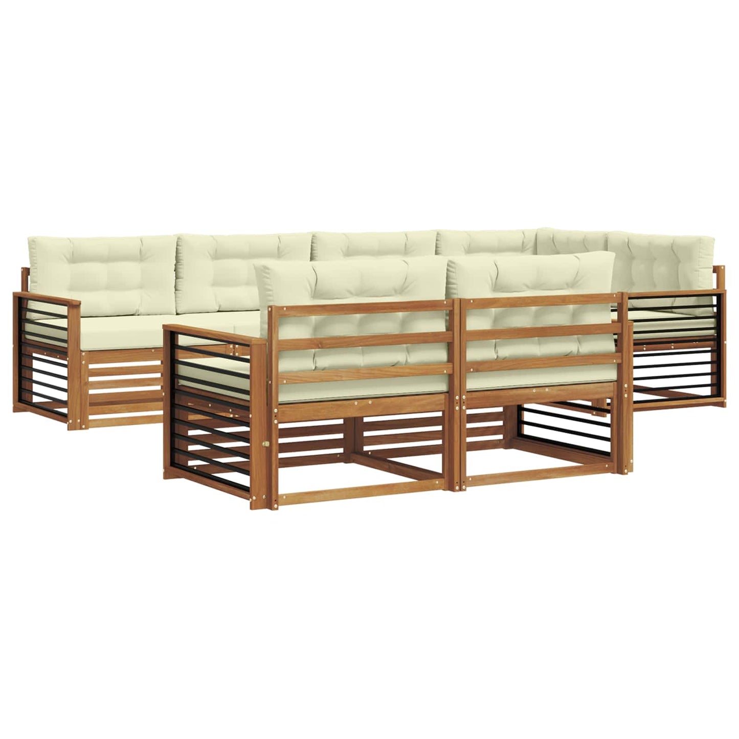 vidaXL Σειρά Καναπέ Εξωτερικού με μαξιλάρι 7 pcs Φυσικό και Κρέμα