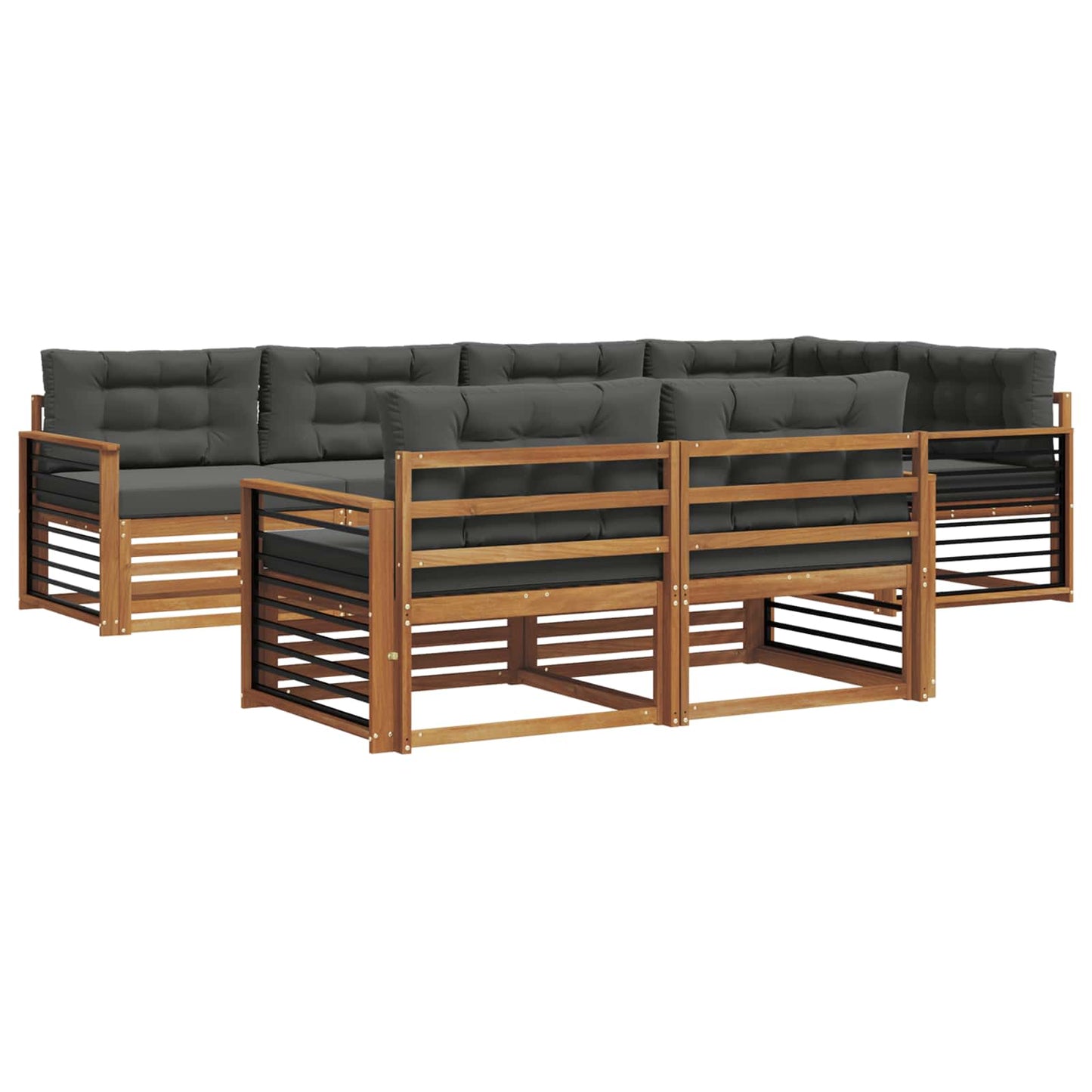 vidaXL Σειρά Καναπέ Εξωτερικού με μαξιλάρι 7 pcs Φυσικό και Ανθρακί
