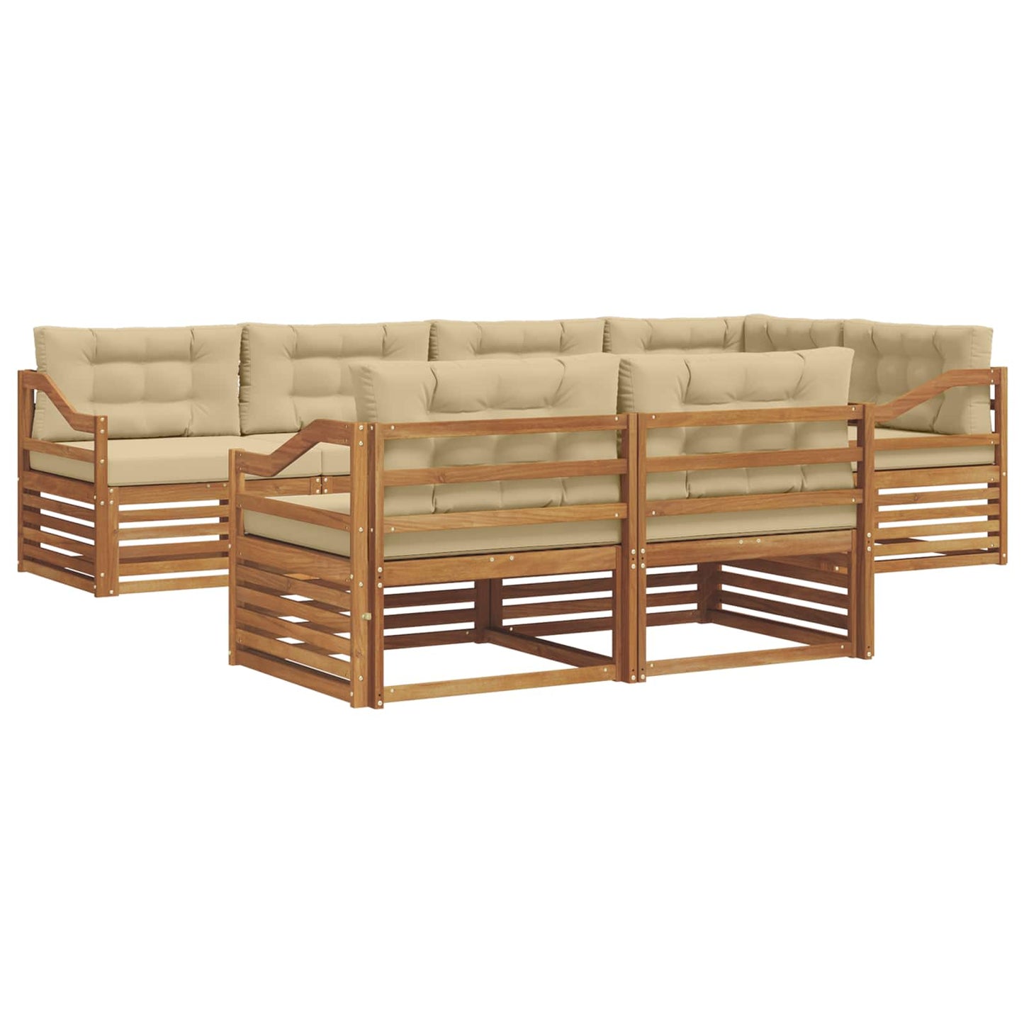 vidaXL Σειρά Καναπέ Εξωτερικού με μαξιλάρι 7 pcs Φυσικό και Μπεζ