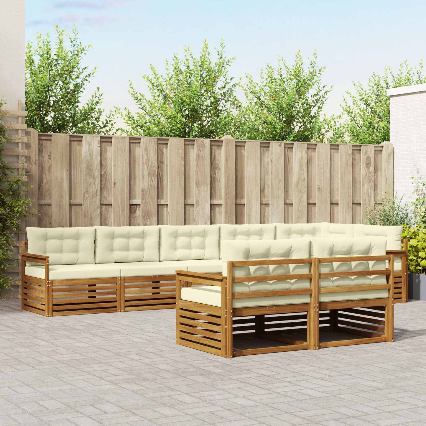 vidaXL Σειρά Καναπέ Εξωτερικού με μαξιλάρι 8 pcs Φυσικό και Κρέμα