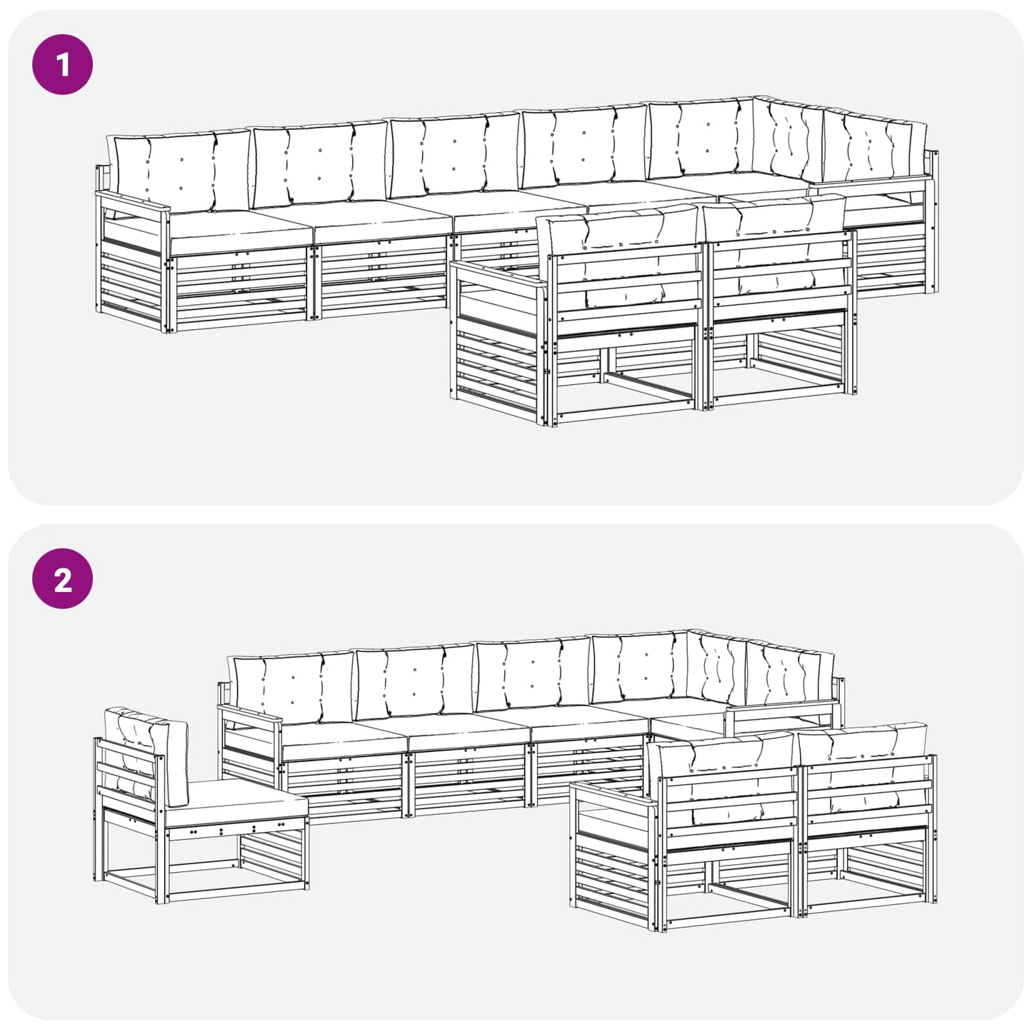 vidaXL Σειρά Καναπέ Εξωτερικού με μαξιλάρι 8 pcs Φυσικό και Μπεζ