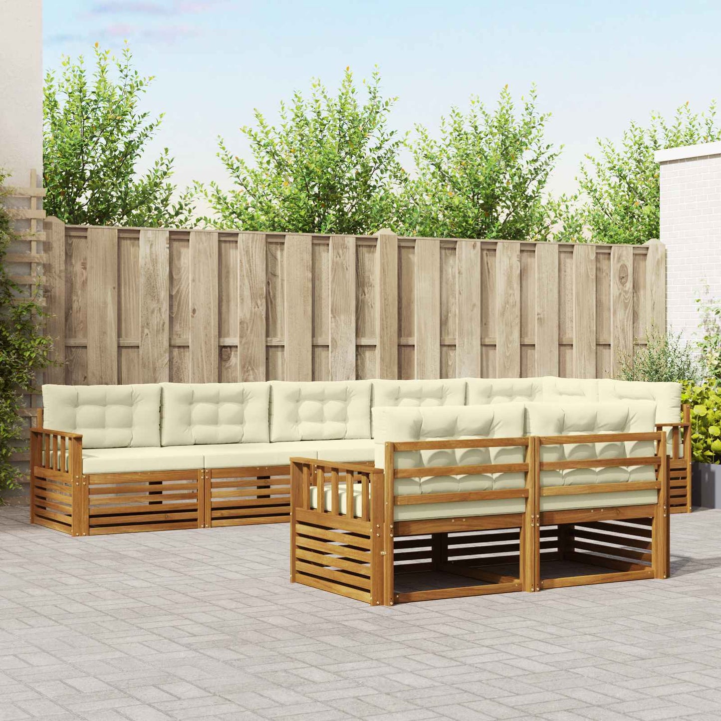 vidaXL Σειρά Καναπέ Εξωτερικού με μαξιλάρι 8 pcs Φυσικό και Κρέμα