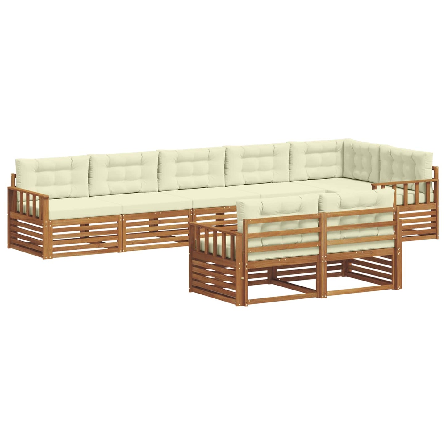 vidaXL Σειρά Καναπέ Εξωτερικού με μαξιλάρι 8 pcs Φυσικό και Κρέμα