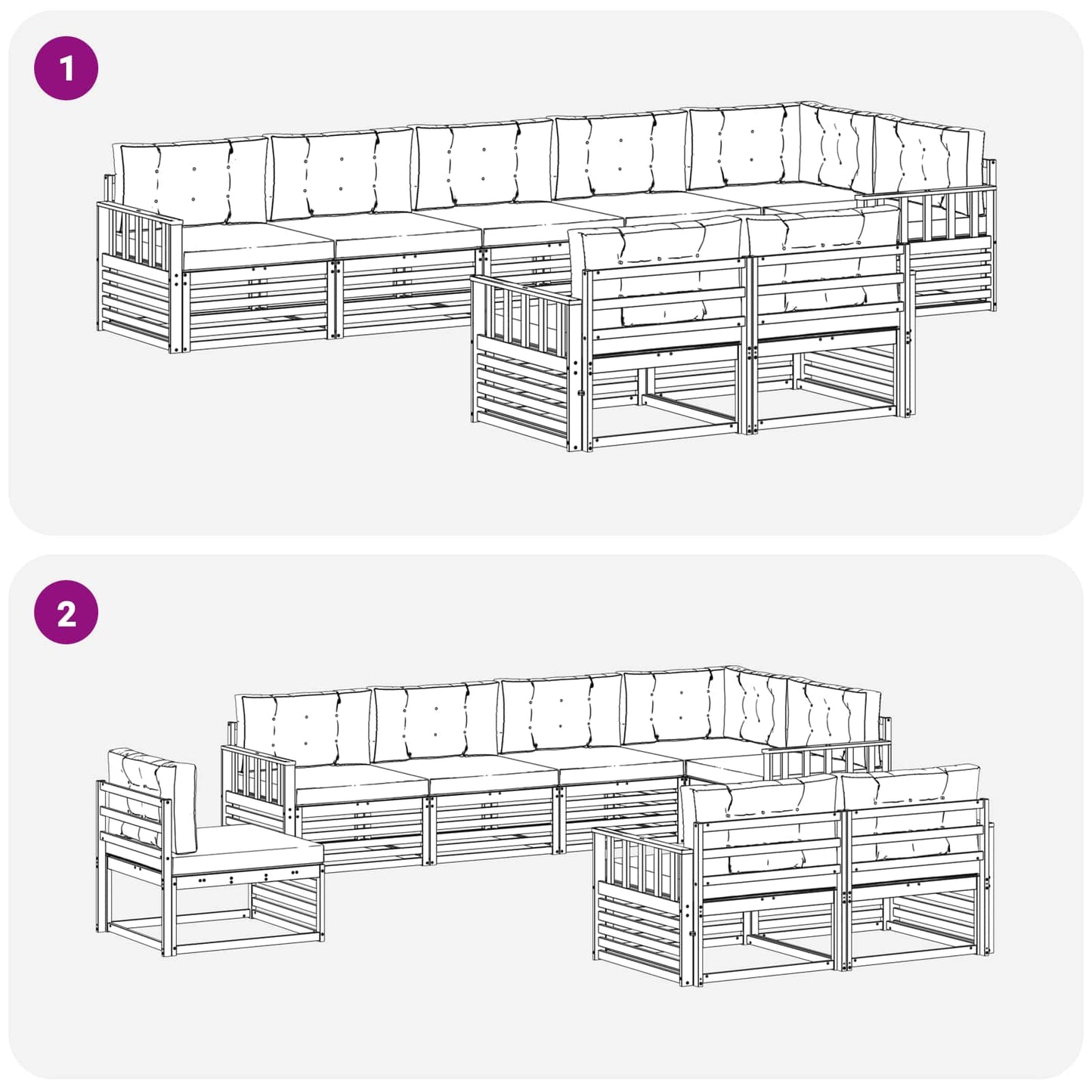 vidaXL Σειρά Καναπέ Εξωτερικού με μαξιλάρι 8 pcs Φυσικό και Κρέμα