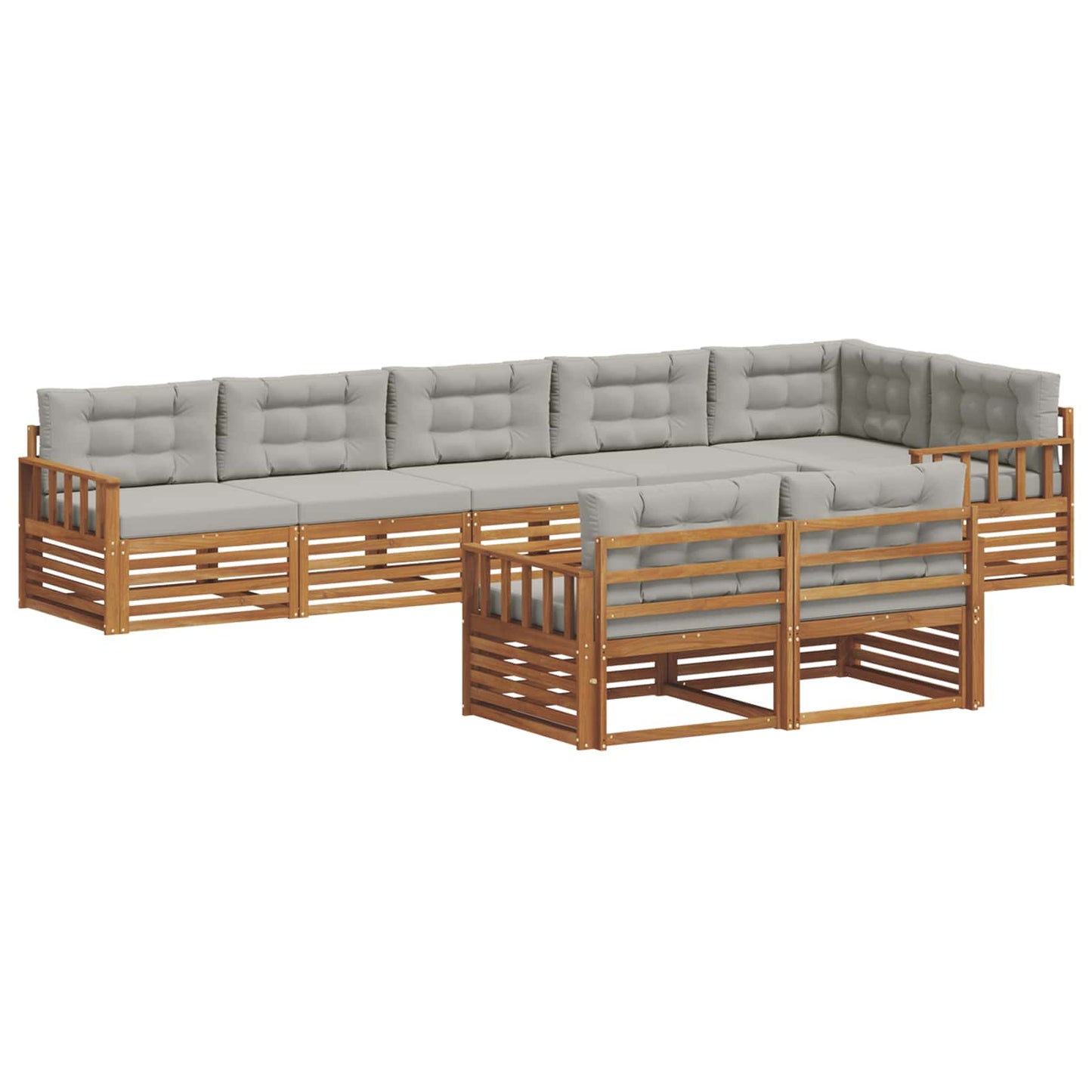 vidaXL Σειρά Καναπέ Εξωτερικού 8 pcs Φυσικό και Ανοιχτό Γκρι