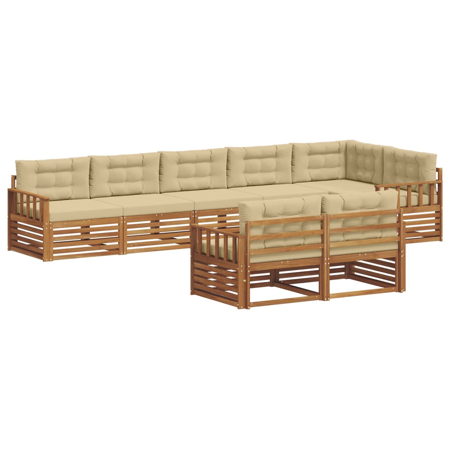 vidaXL Σειρά Καναπέ Εξωτερικού με μαξιλάρι 8 pcs Φυσικό και Μπεζ