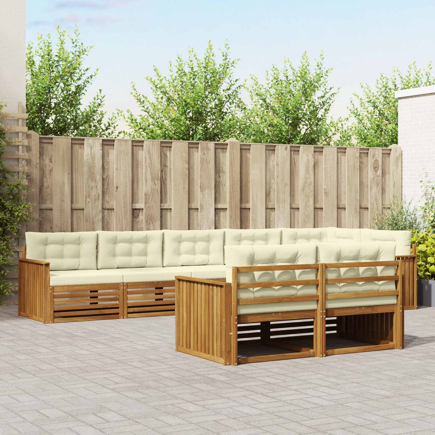 vidaXL Σειρά Καναπέ Εξωτερικού με μαξιλάρι 8 pcs Φυσικό και Κρέμα