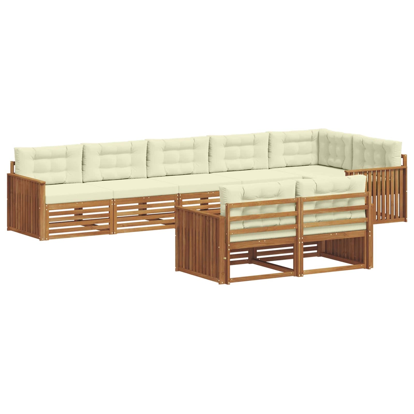 vidaXL Σειρά Καναπέ Εξωτερικού με μαξιλάρι 8 pcs Φυσικό και Κρέμα
