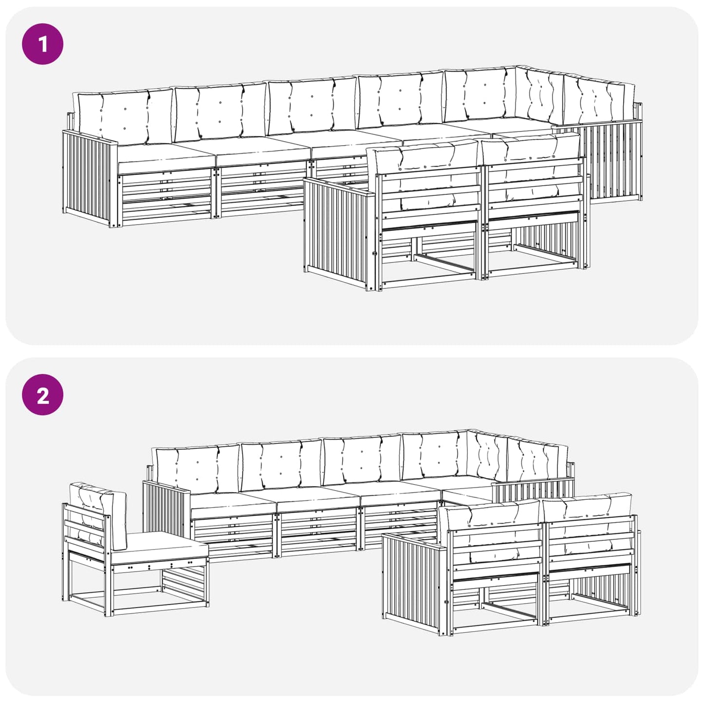 vidaXL Σειρά Καναπέ Εξωτερικού με μαξιλάρι 8 pcs Φυσικό και Κρέμα