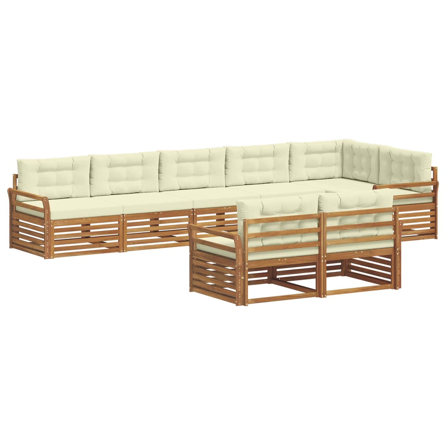 vidaXL Σειρά Καναπέ Εξωτερικού με μαξιλάρι 8 pcs Φυσικό και Κρέμα