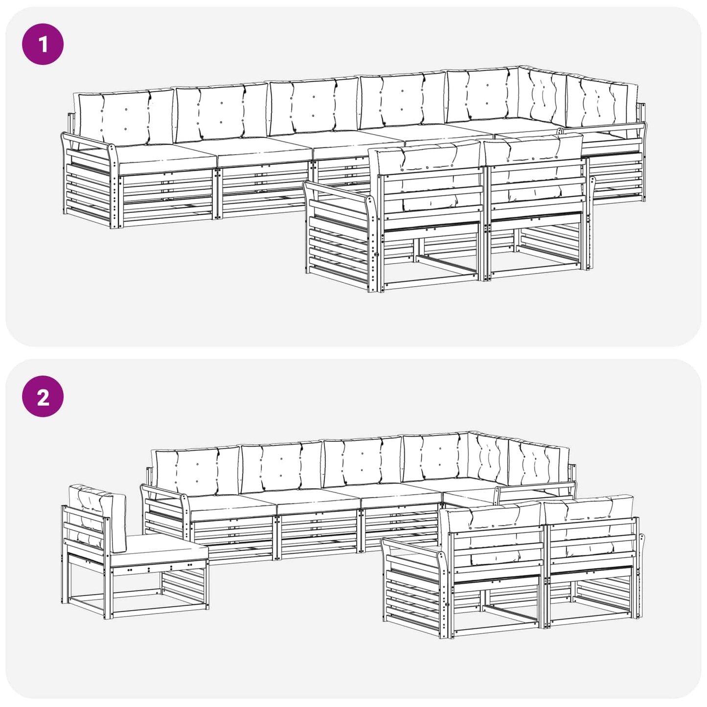 vidaXL Σειρά Καναπέ Εξωτερικού με μαξιλάρι 8 pcs Φυσικό και Κρέμα