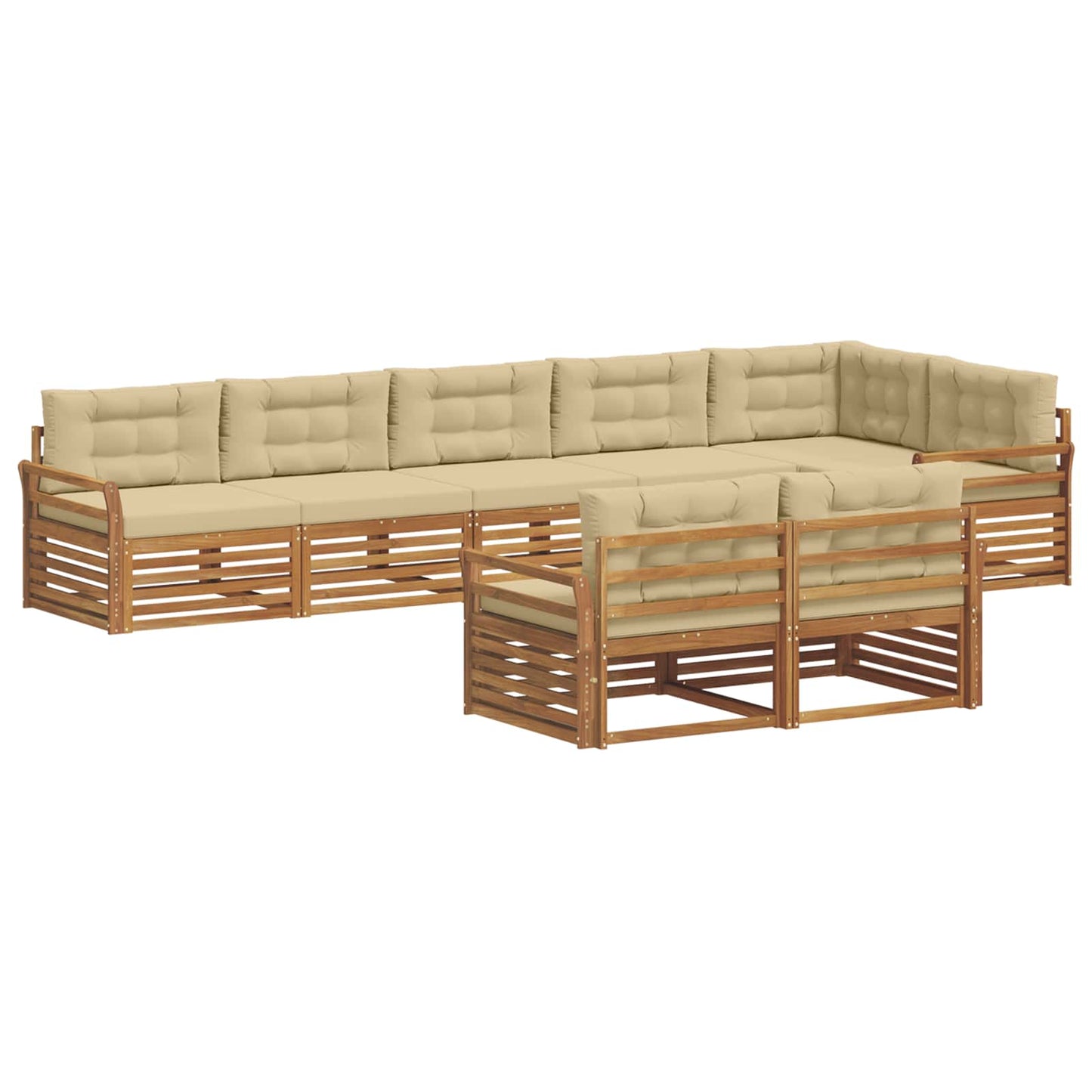 vidaXL Σειρά Καναπέ Εξωτερικού με μαξιλάρι 8 pcs Φυσικό και Μπεζ