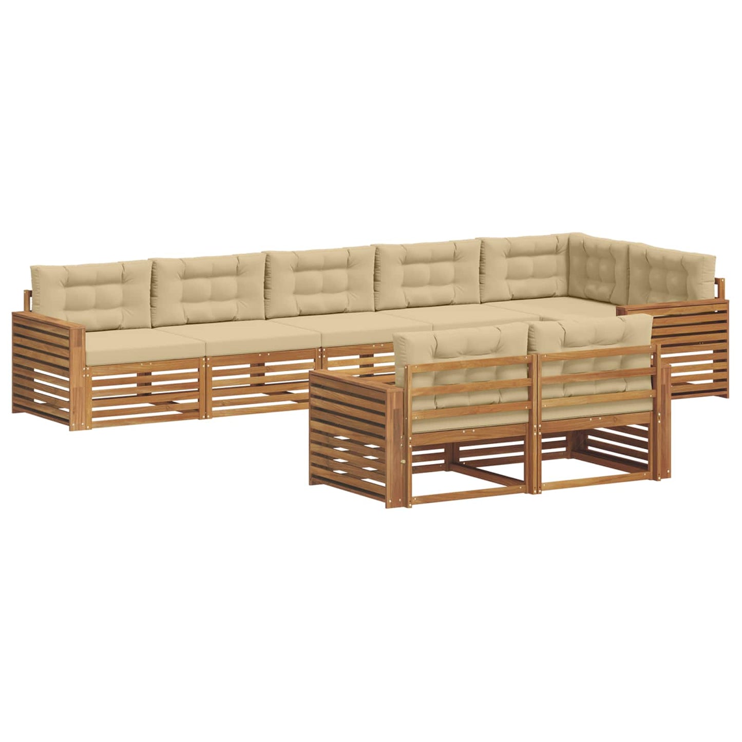 vidaXL Σειρά Καναπέ Εξωτερικού με μαξιλάρι 8 pcs Φυσικό και Μπεζ