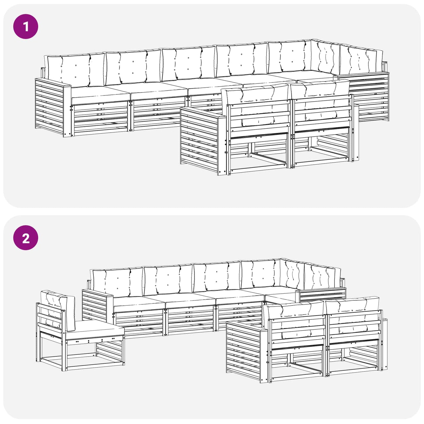 vidaXL Σειρά Καναπέ Εξωτερικού με μαξιλάρι 8 pcs Φυσικό και Μπεζ