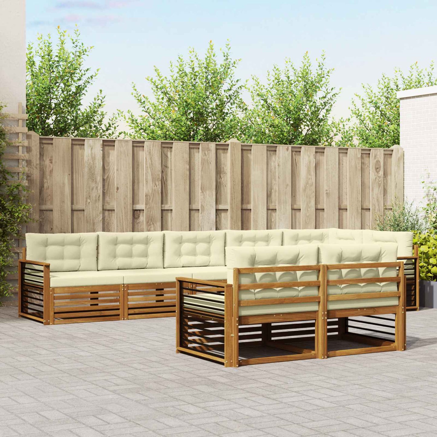 vidaXL Σειρά Καναπέ Εξωτερικού με μαξιλάρι 8 pcs Φυσικό και Κρέμα