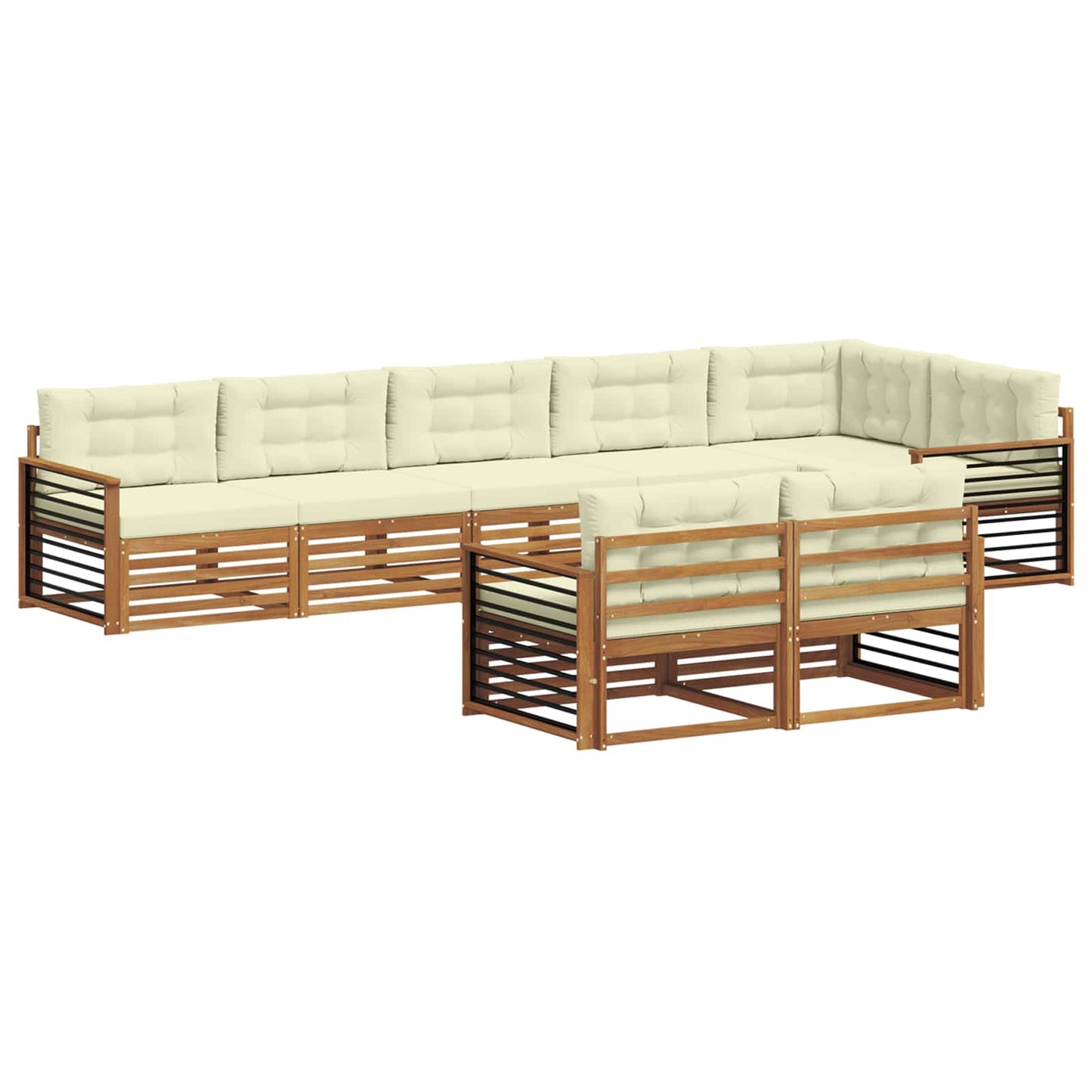 vidaXL Σειρά Καναπέ Εξωτερικού με μαξιλάρι 8 pcs Φυσικό και Κρέμα
