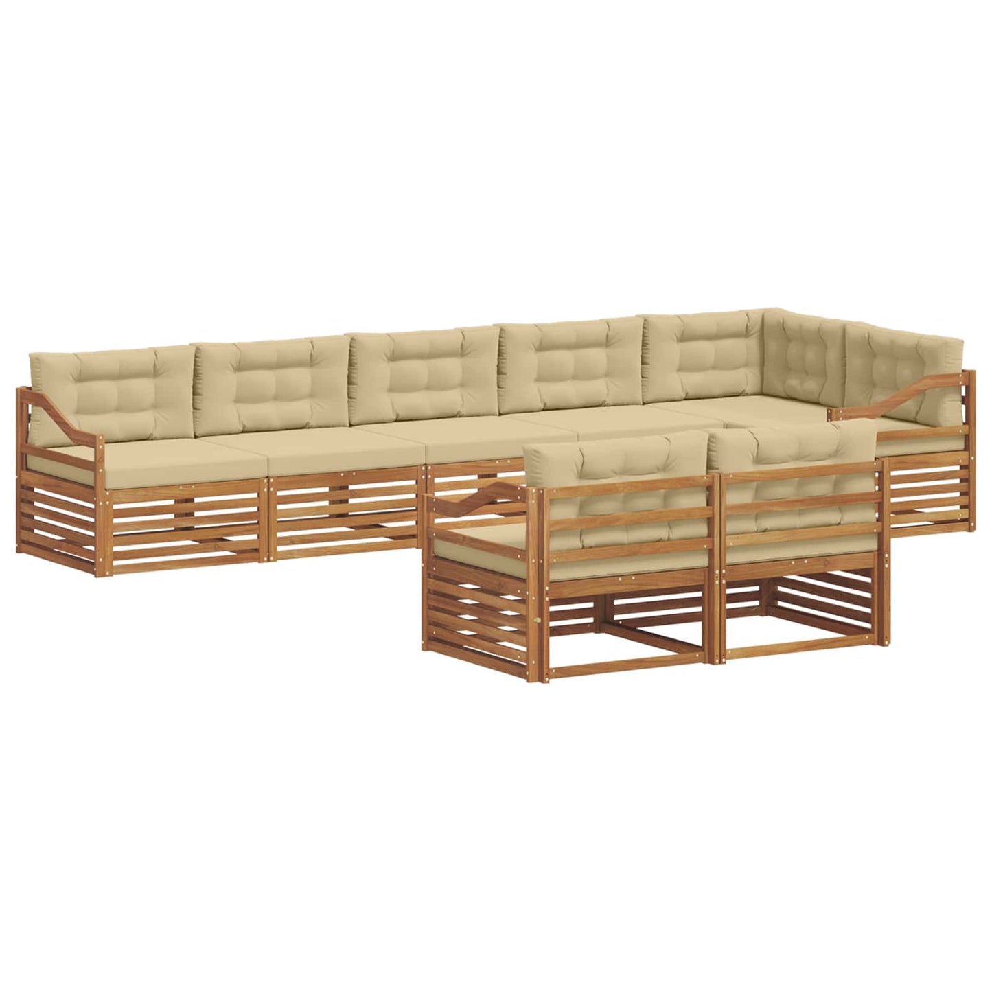 vidaXL Σειρά Καναπέ Εξωτερικού με μαξιλάρι 8 pcs Φυσικό και Μπεζ