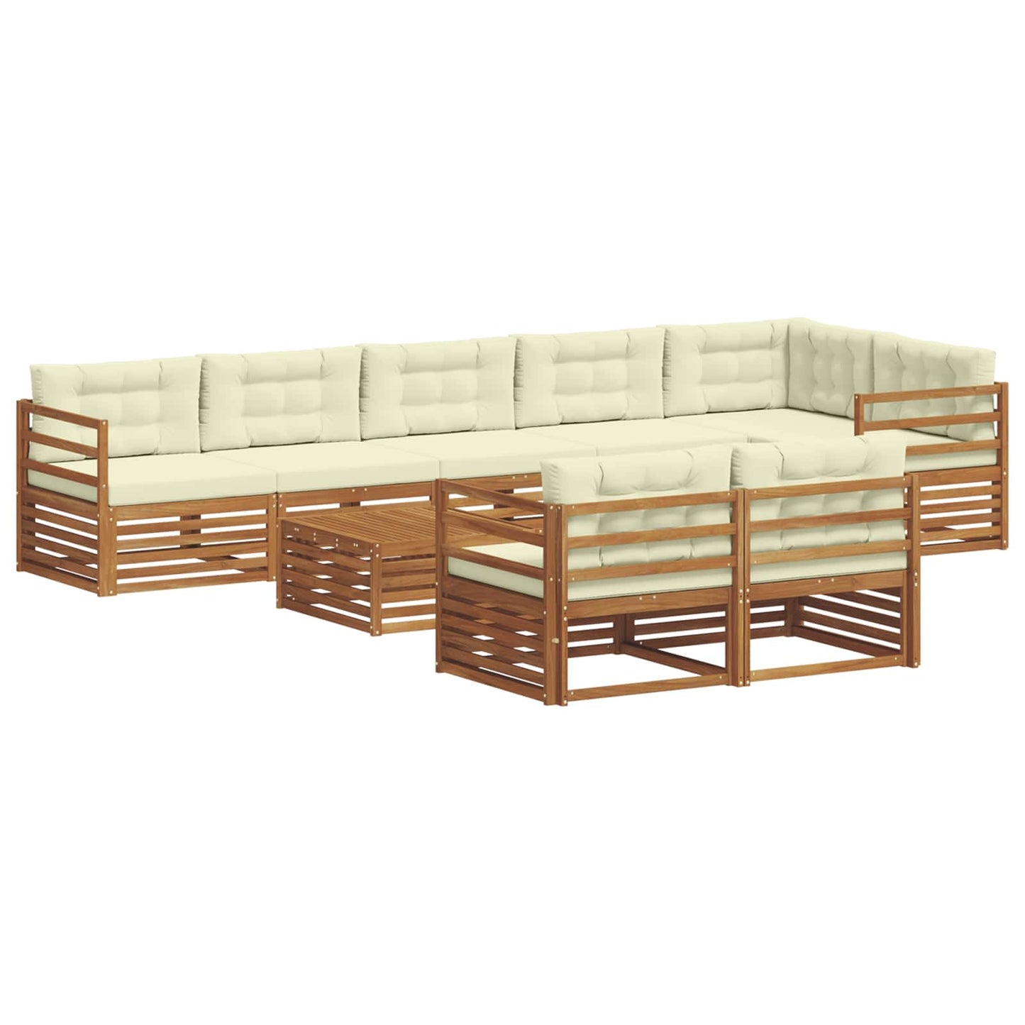 vidaXL Σειρά Καναπέ Εξωτερικού με μαξιλάρι 9 pcs Φυσικό και Κρέμα