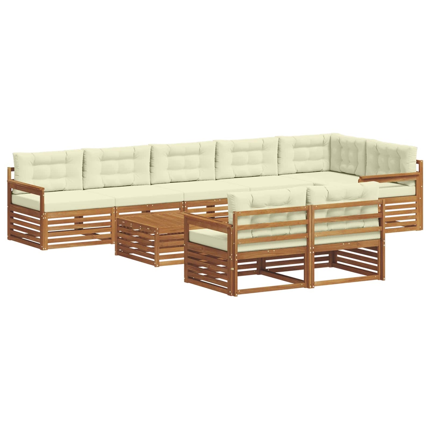 vidaXL Σειρά Καναπέ Εξωτερικού με μαξιλάρι 9 pcs Φυσικό και Κρέμα
