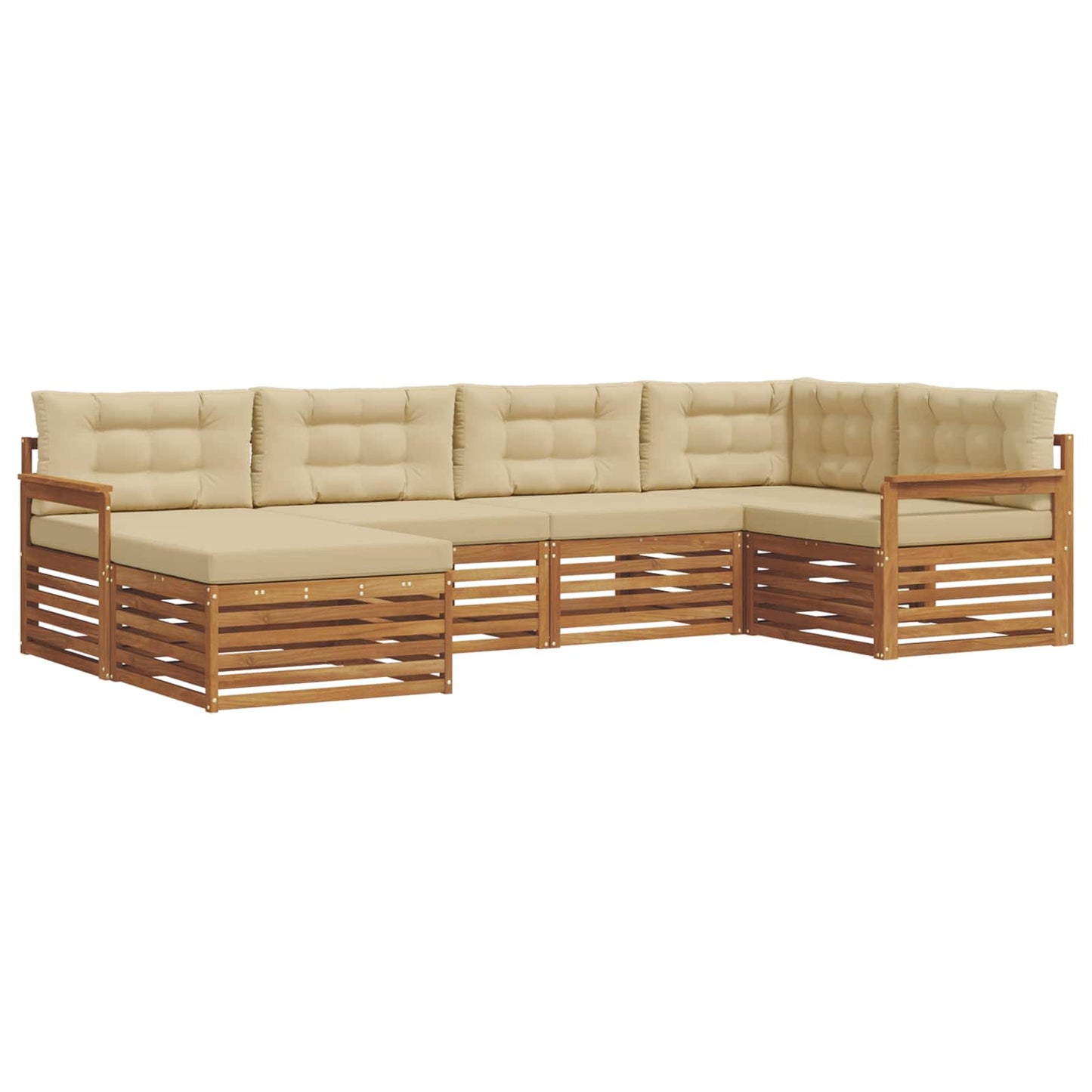 vidaXL Σειρά Καναπέ Εξωτερικού με μαξιλάρι 6 pcs Φυσικό και Μπεζ