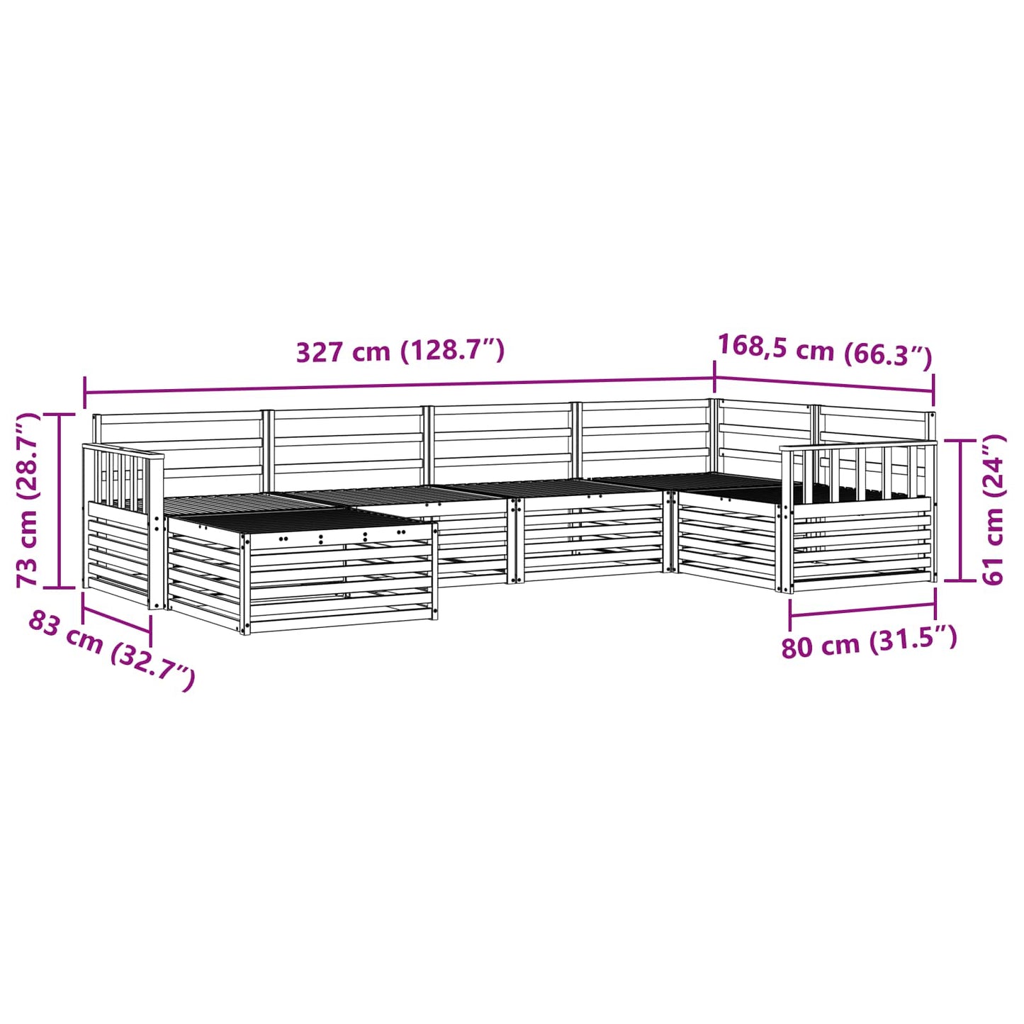 vidaXL Σειρά Καναπέ Εξωτερικού 6 pcs Φυσικό Στερεό Ξύλο Ακακίας