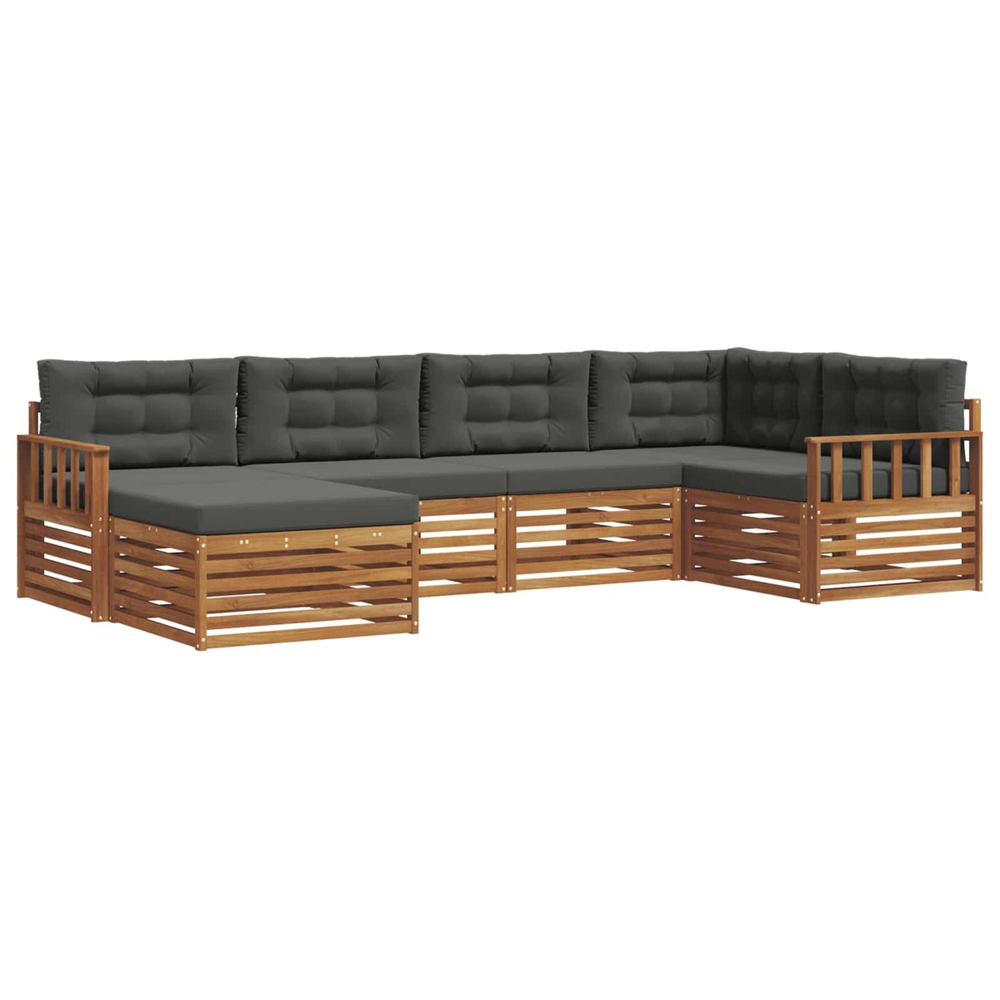 vidaXL Σειρά Καναπέ Εξωτερικού με μαξιλάρι 6 pcs Φυσικό και Ανθρακί