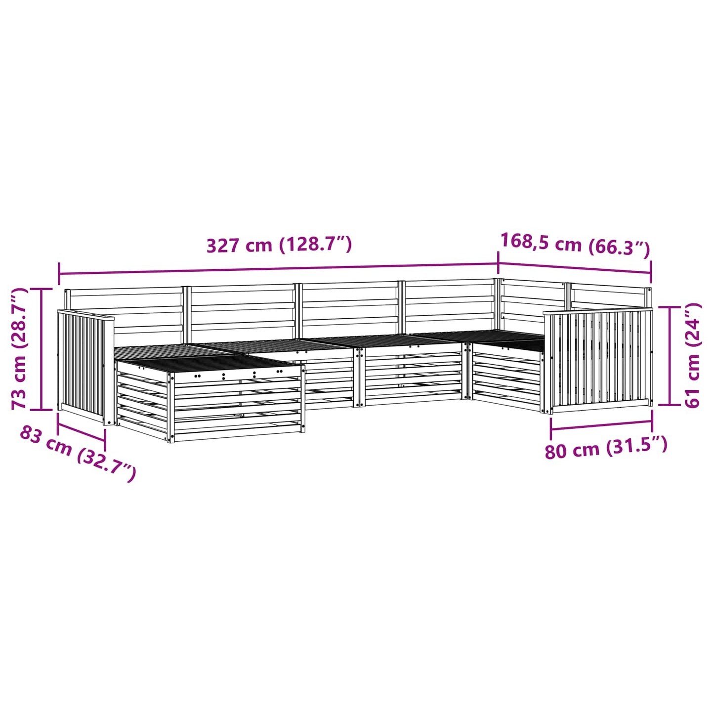 vidaXL Σειρά Καναπέ Εξωτερικού 6 pcs Φυσικό Στερεό Ξύλο Ακακίας