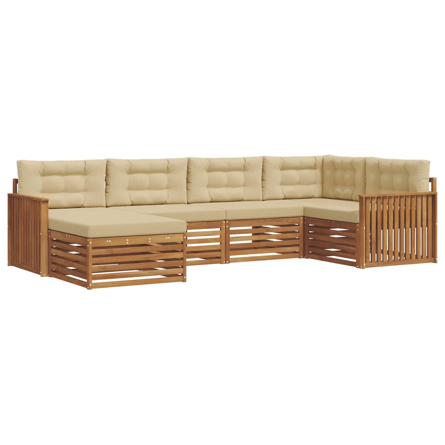 vidaXL Σειρά Καναπέ Εξωτερικού με μαξιλάρι 6 pcs Φυσικό και Μπεζ