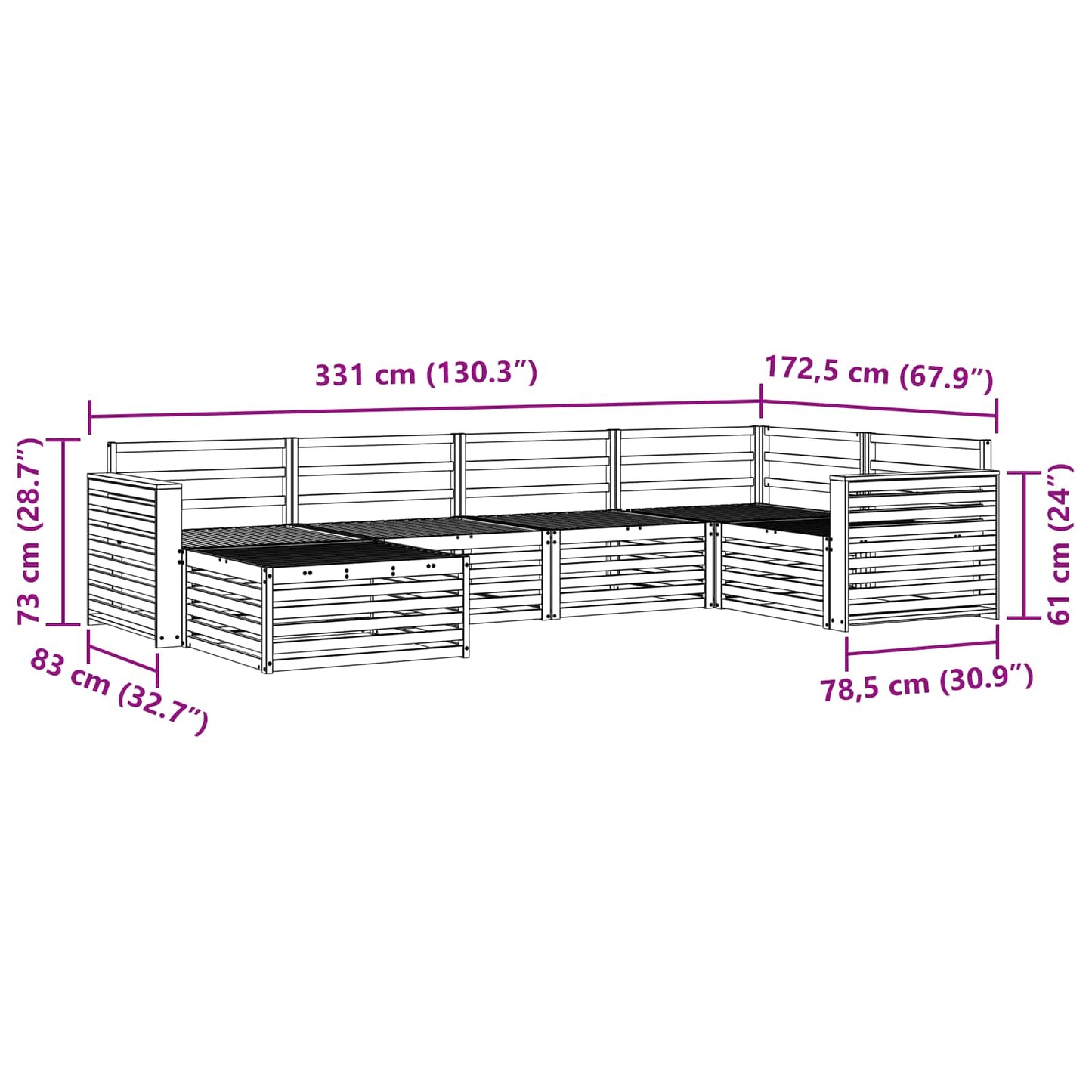 vidaXL Σειρά Καναπέ Εξωτερικού 6 pcs Φυσικό