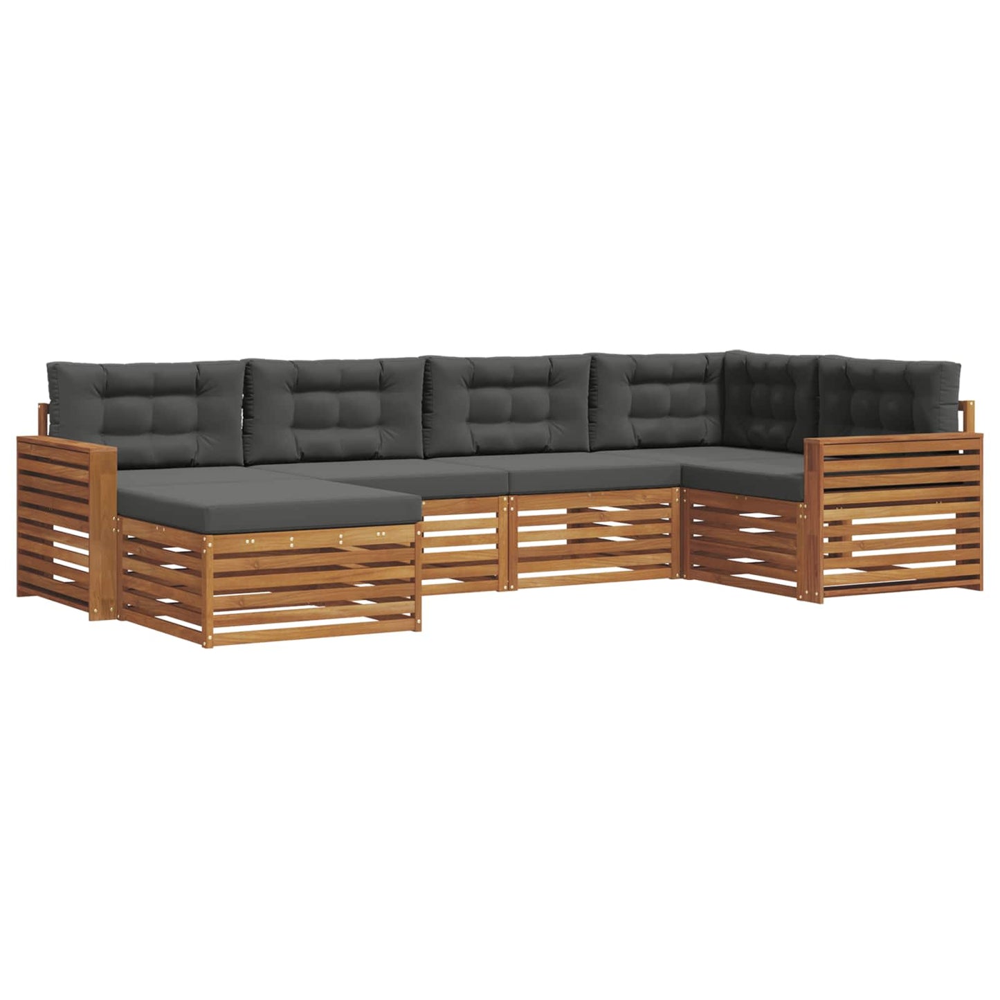 vidaXL Σειρά Καναπέ Εξωτερικού με μαξιλάρι 6 pcs Φυσικό και Ανθρακί