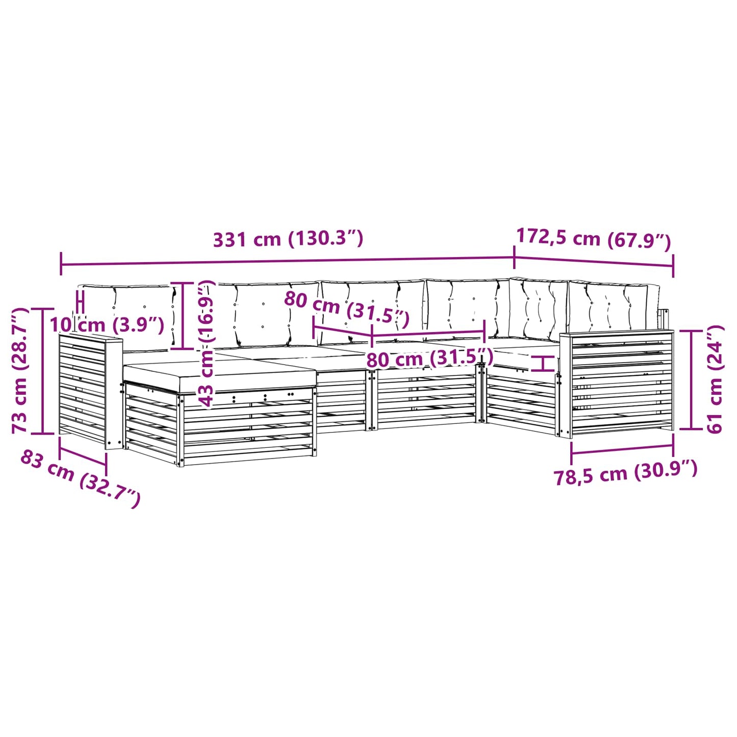 vidaXL Σειρά Καναπέ Εξωτερικού με μαξιλάρι 6 pcs Φυσικό και Ανθρακί