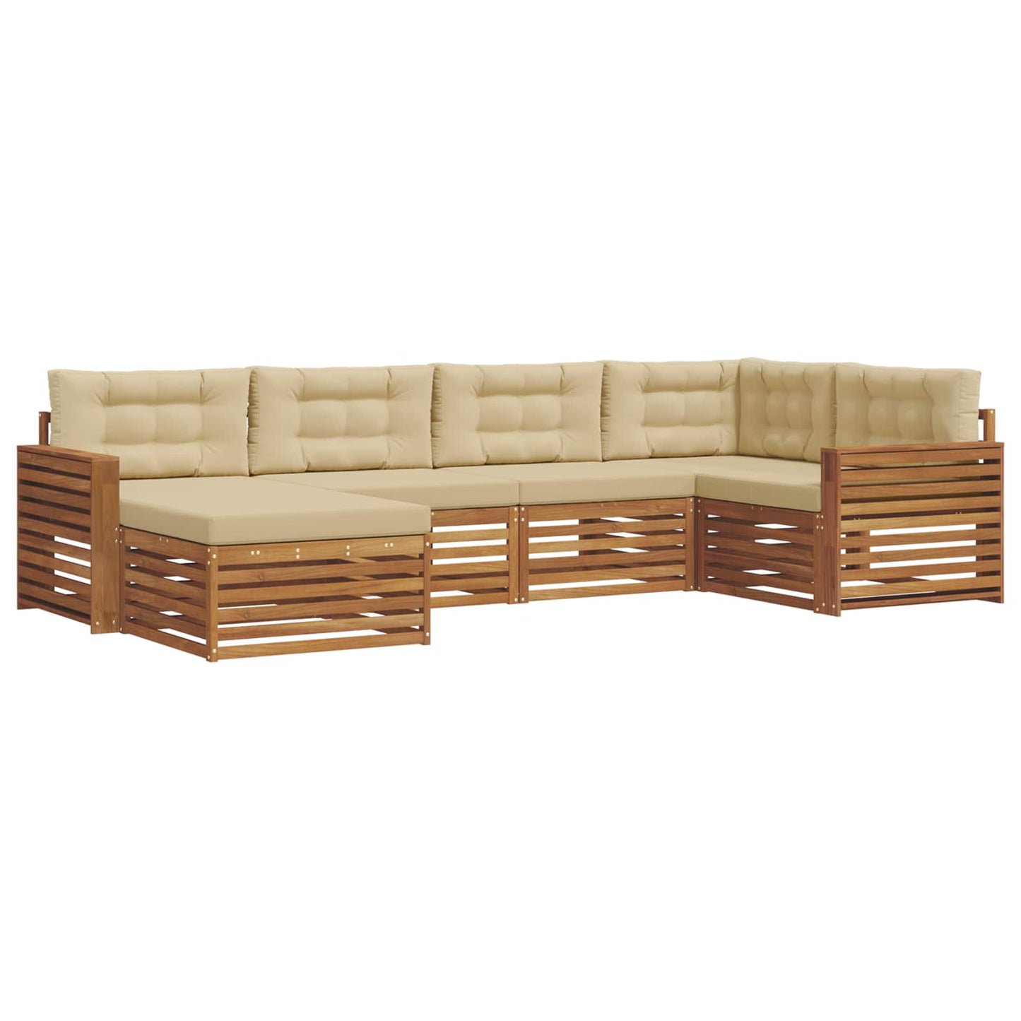 vidaXL Σειρά Καναπέ Εξωτερικού με μαξιλάρι 6 pcs Φυσικό και Μπεζ