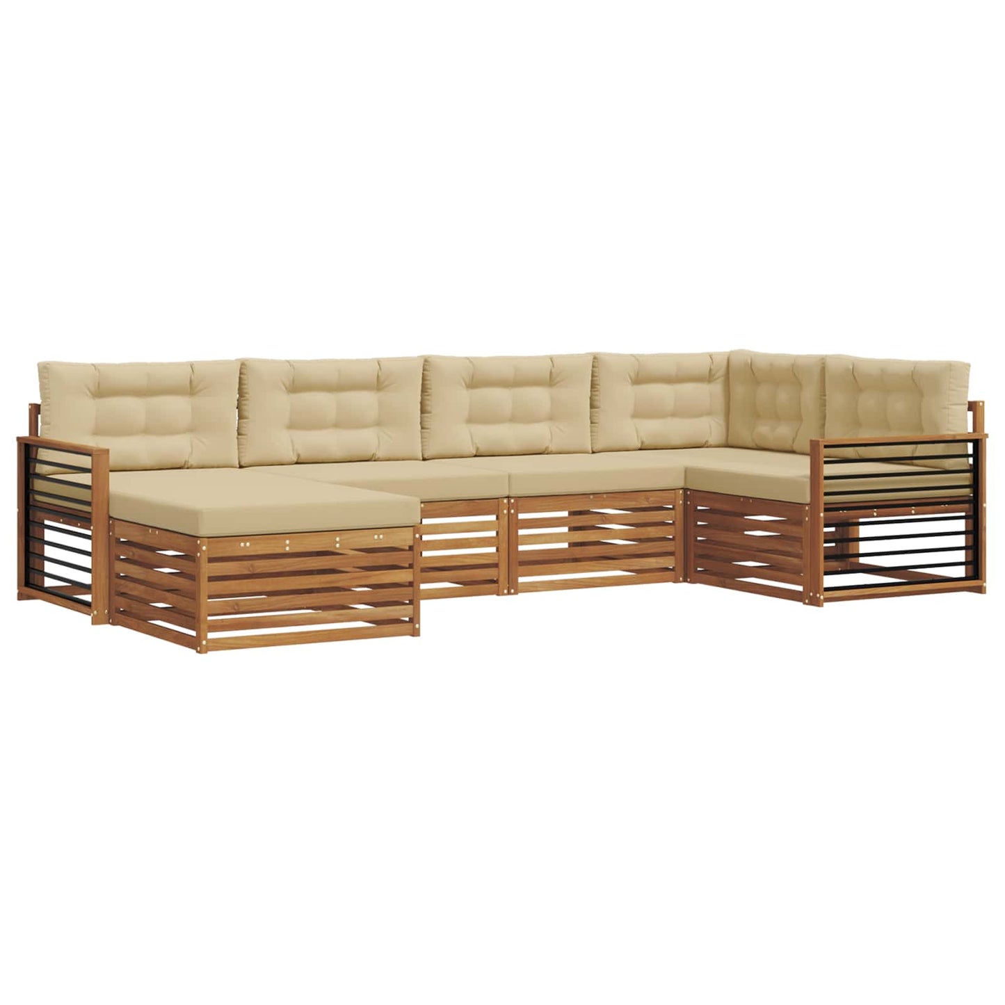 vidaXL Σειρά Καναπέ Εξωτερικού με μαξιλάρι 6 pcs Φυσικό και Μπεζ