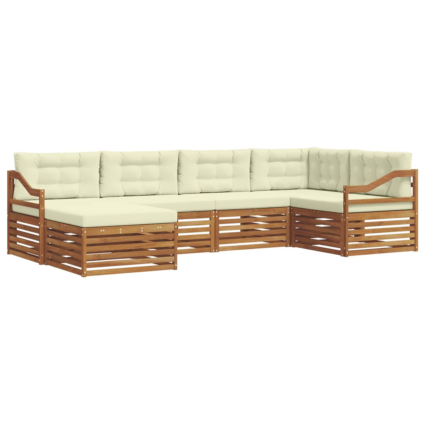 vidaXL Σειρά Καναπέ Εξωτερικού με μαξιλάρι 6 pcs Φυσικό και Κρέμα